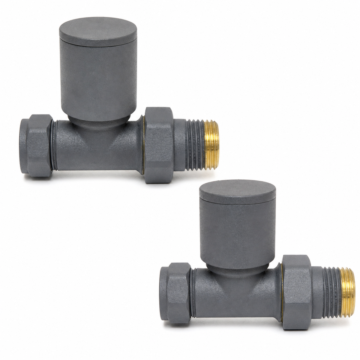 Radiator Valve Straight 15mm (Pair) - Textured Grey - GREY-STR