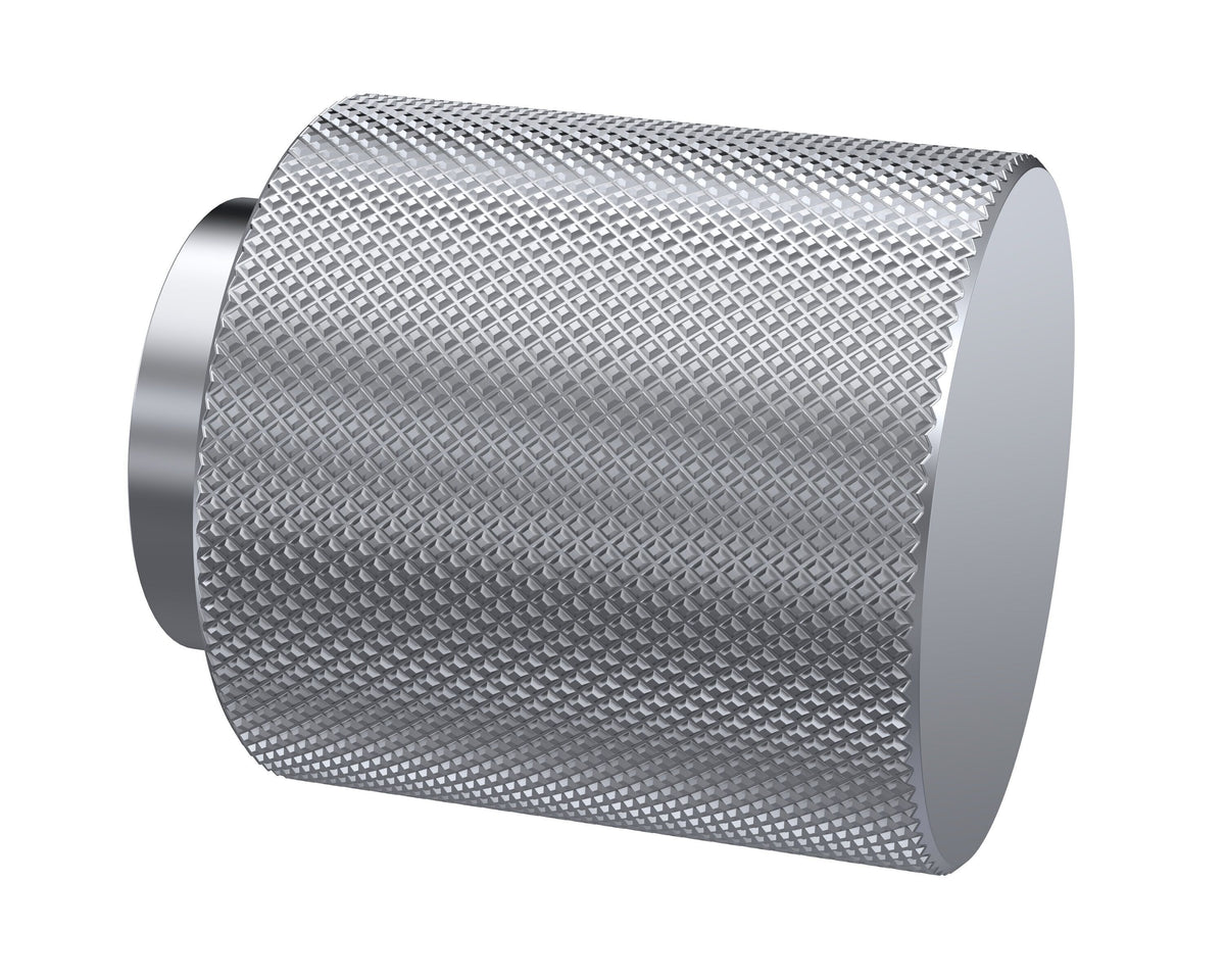 Nuie Round Satin Silver Knurled Knob