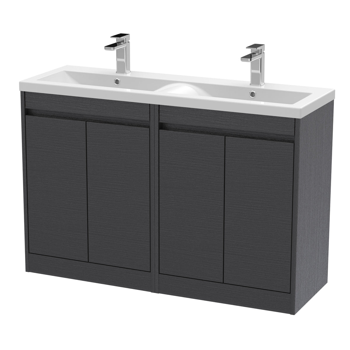 Nuie Havana 1200mm 4 Door Floor Standing Vanity Unit With Polymarble Basin