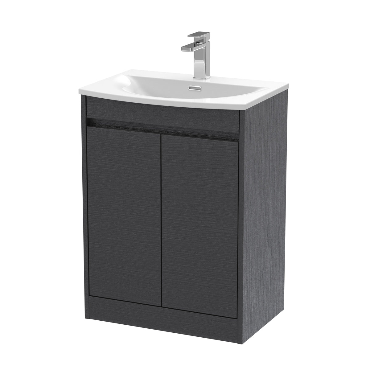 Nuie Havana 600mm 2 Door Floor Standing Vanity Unit With Curved Basin