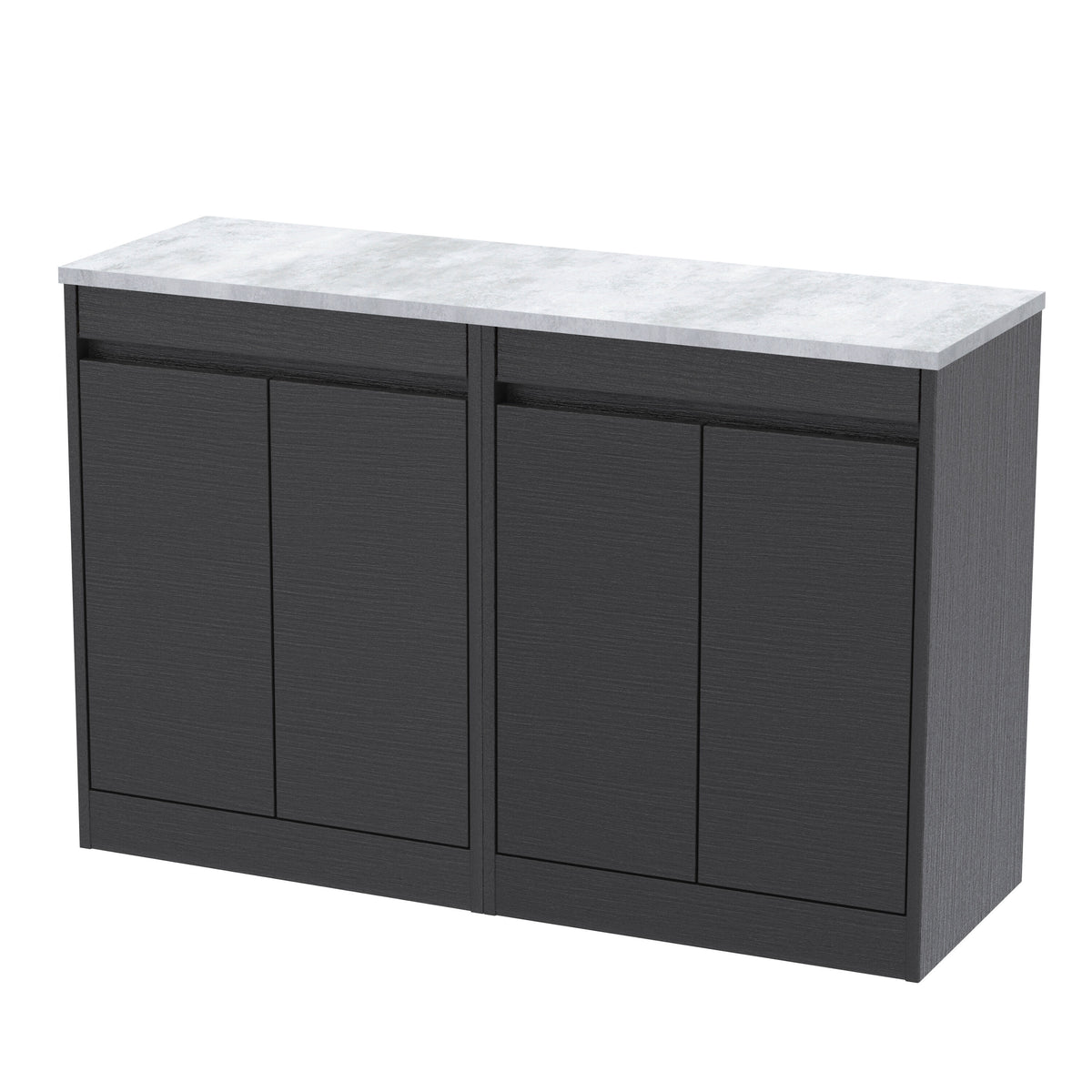 Nuie Havana 1200mm 4 Door Floor Standing Vanity Unit With Bellato Grey Worktop