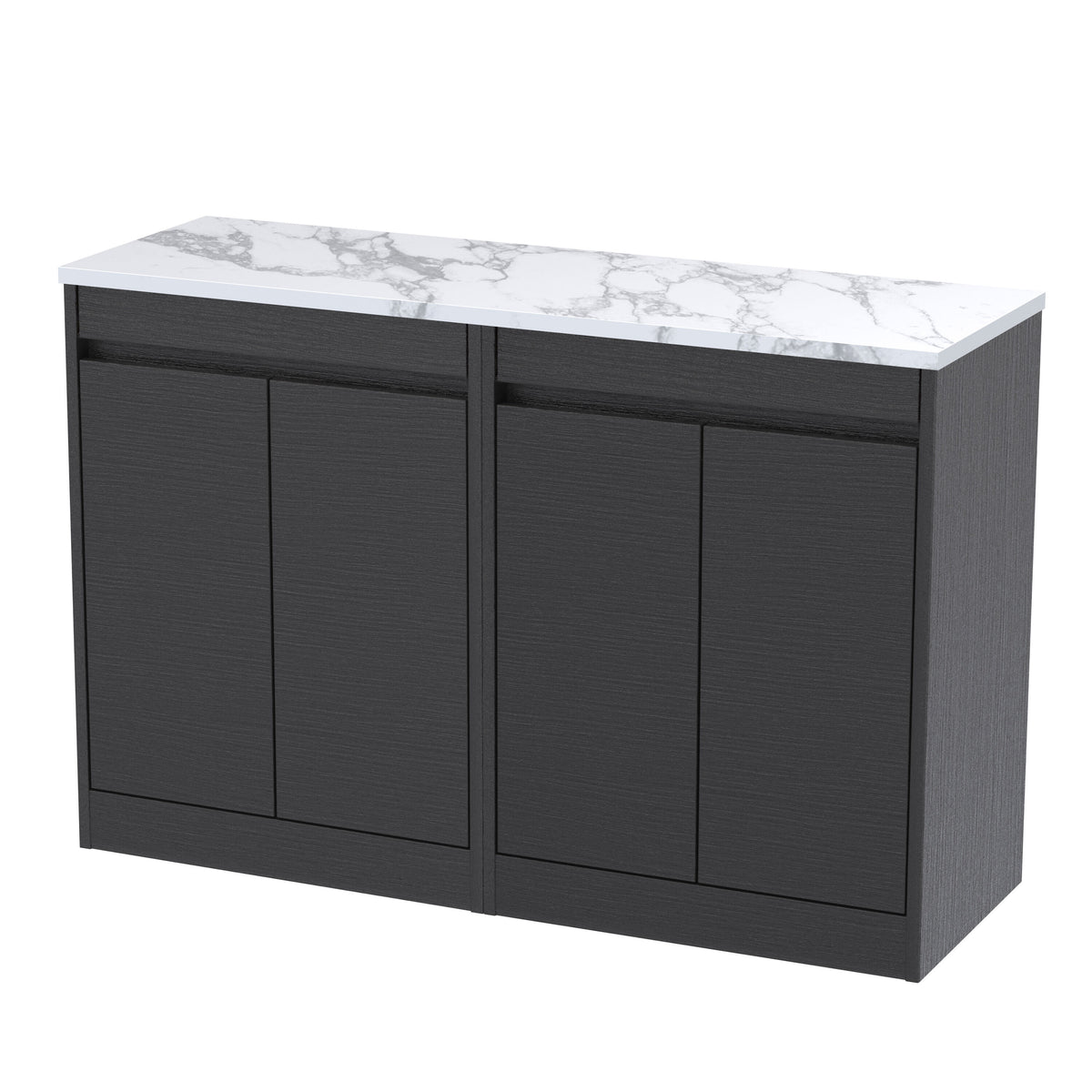 Nuie Havana 1200mm 4 Door Floor Standing Vanity Unit With Carrera Marble Worktop