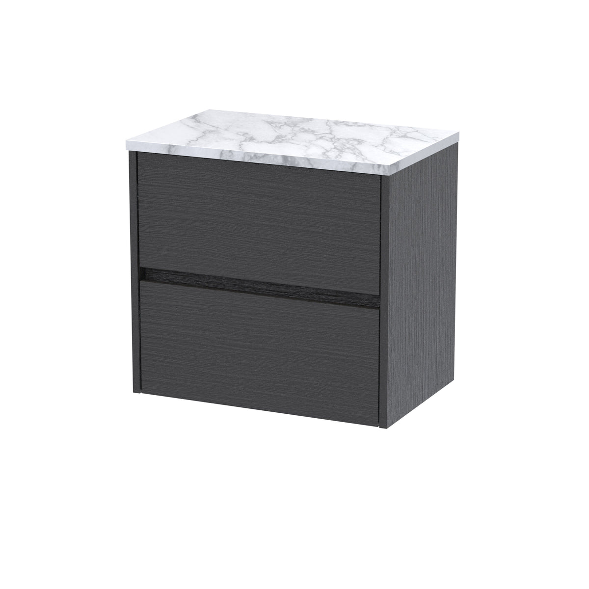 Nuie Havana 600mm 2 Drawer Wall Hung Vanity Unit & Carrara Laminate Worktop