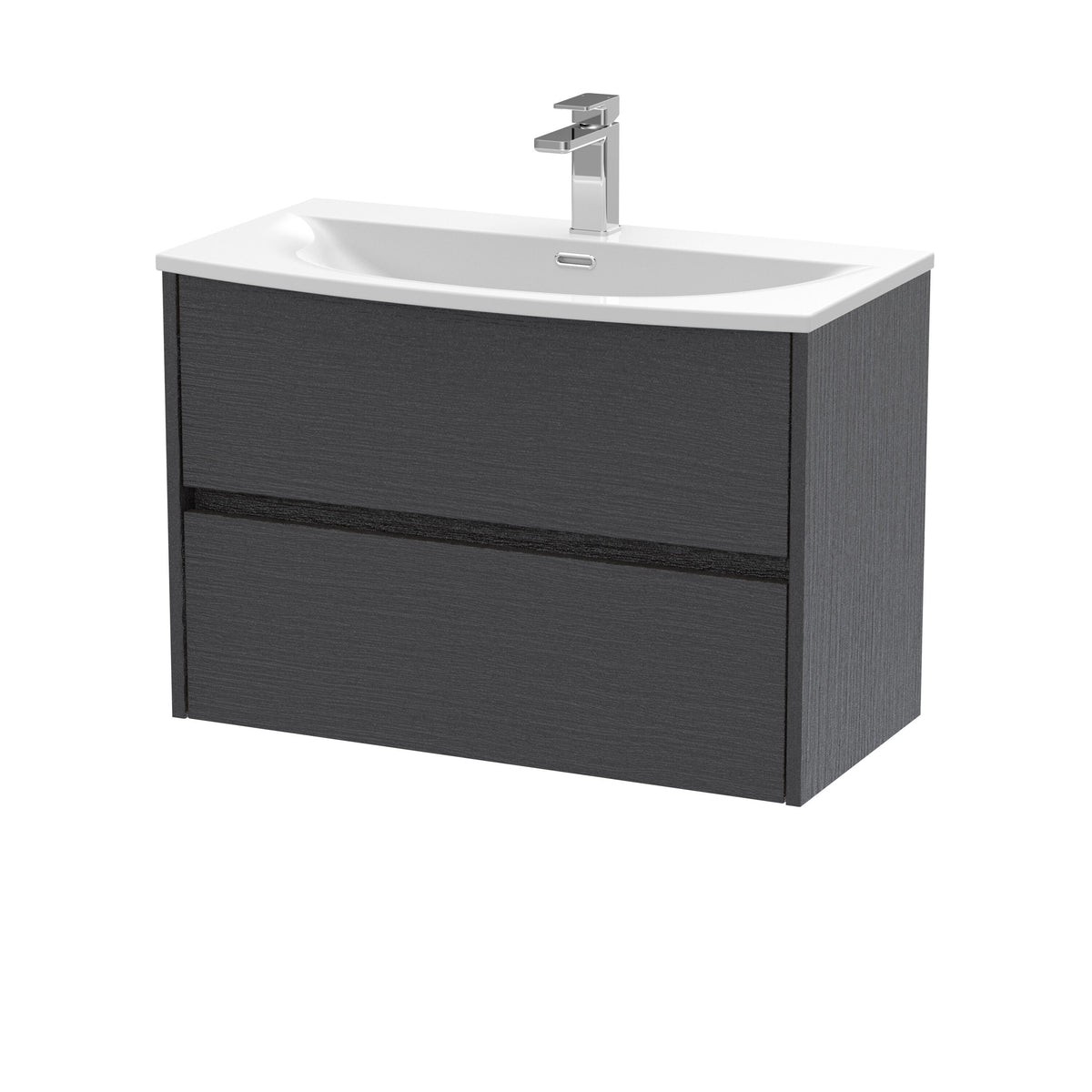 Nuie Havana 800mm 2 Drawer Wall Hung Vanity Unit With U-Shaped Curved Basin