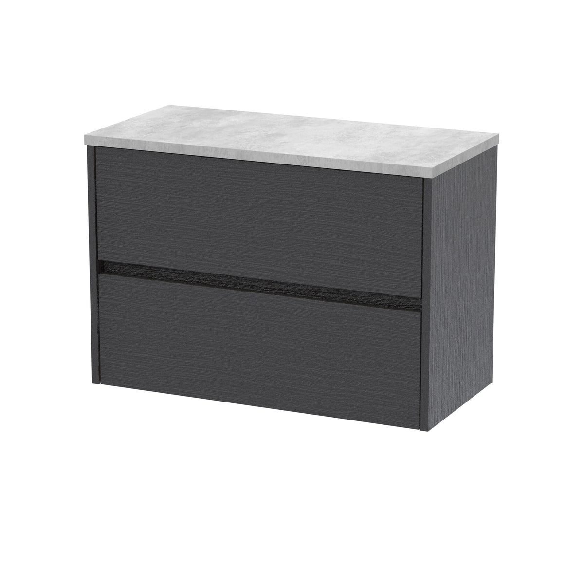 Nuie Havana 800mm 2 Drawer Wall Hung Vanity Unit With Bellato Grey Worktop