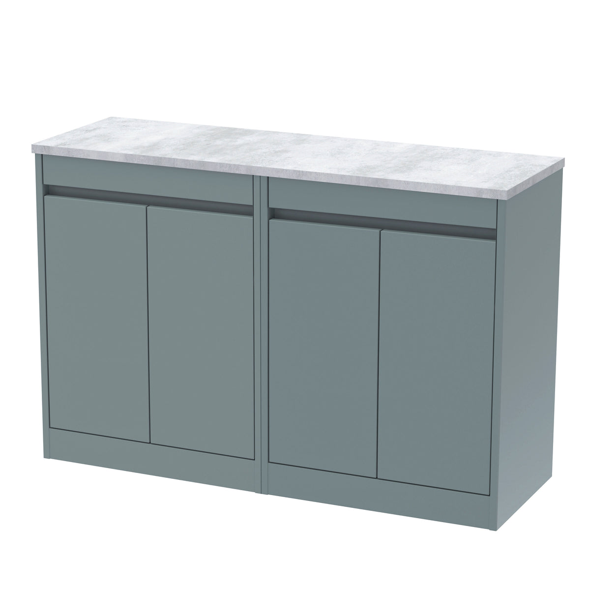 Nuie Havana 1200mm 4 Door Floor Standing Vanity Unit With Bellato Grey Worktop