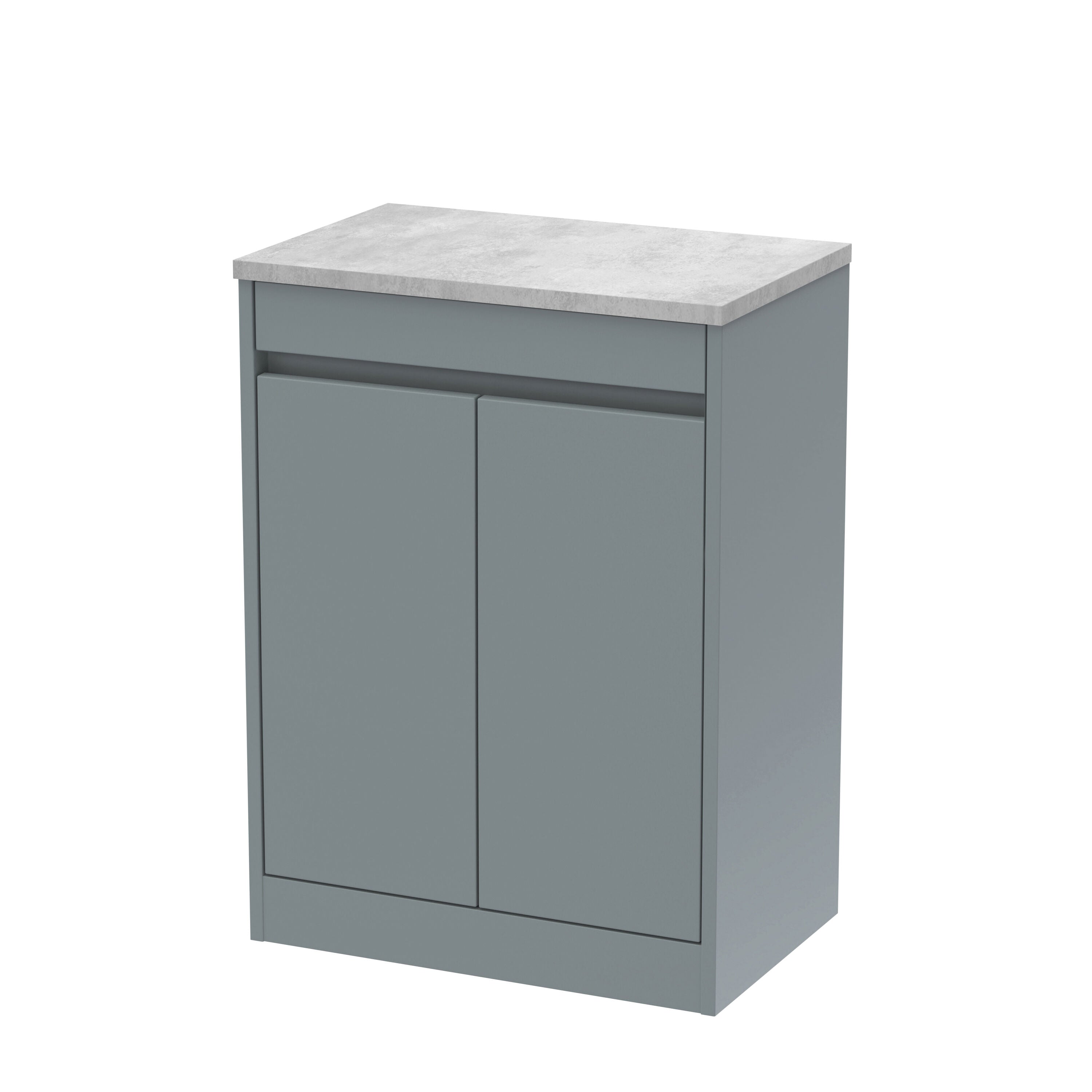 nuie Havana 600mm Coastal Grey 2 Door Floor Standing Vanity Unit With Bellato Grey Worktop