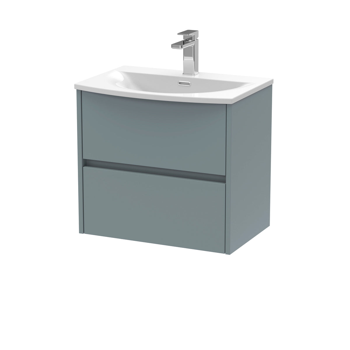 Nuie Havana 600mm 2 Drawer Wall Hung Vanity Unit With U-Shaped Curved Basin