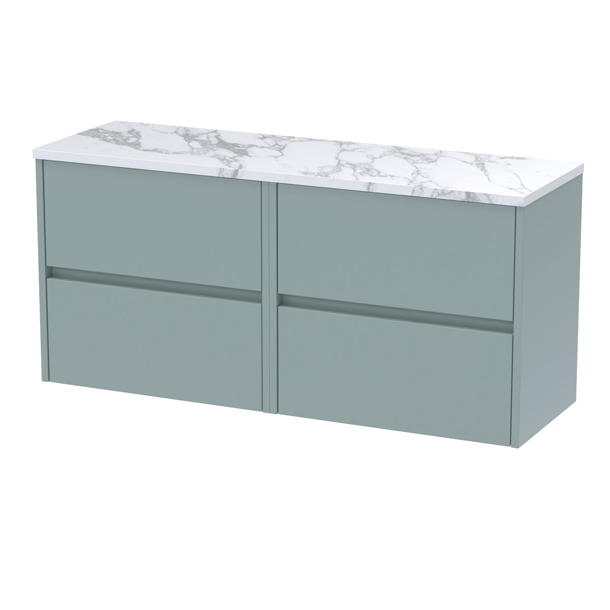 Nuie Havana 1200mm 4 Drawer Wall Hung Vanity With Carrara Laminate Worktop