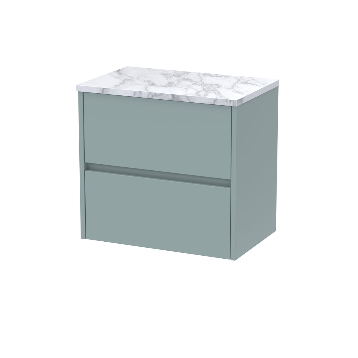 Nuie Havana 600mm 2 Drawer Wall Hung Vanity Unit With Carrara Laminate Worktop