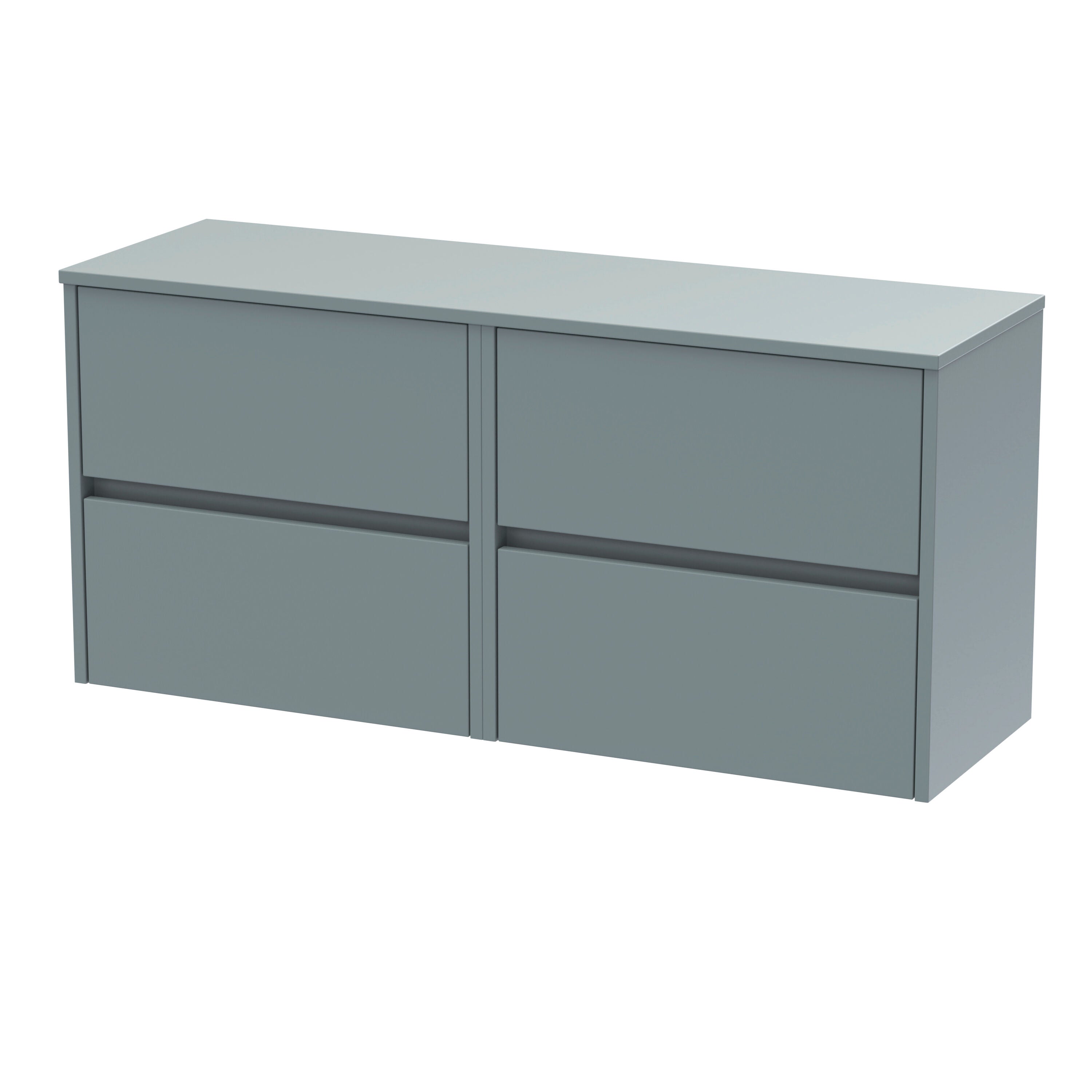 nuie Havana 1200mm Coastal Grey 4 Drawer Wall Hung Vanity Unit With Co-ordinating Worktop