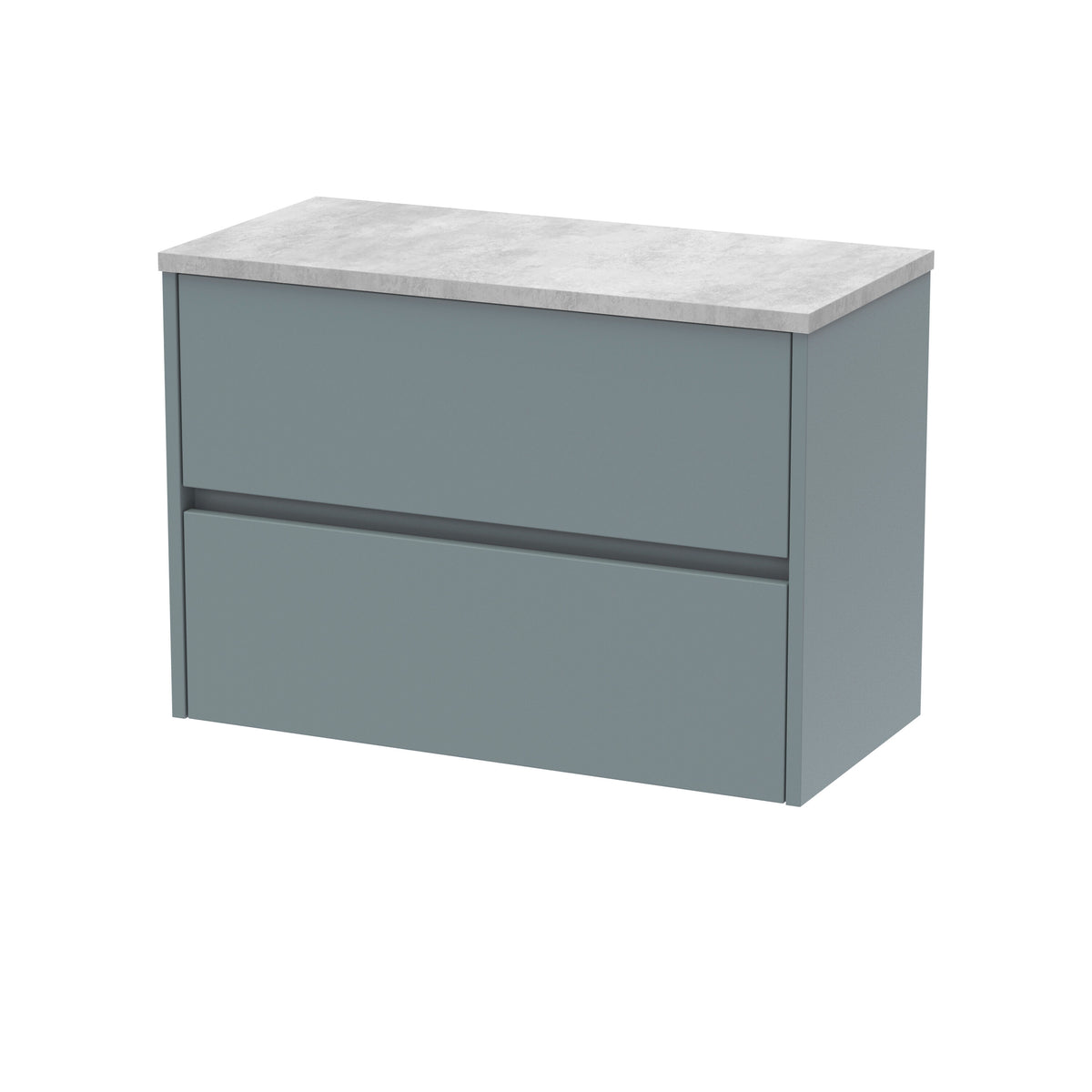 Nuie Havana 800mm 2 Drawer Wall Hung Vanity Unit With Bellato Grey Worktop