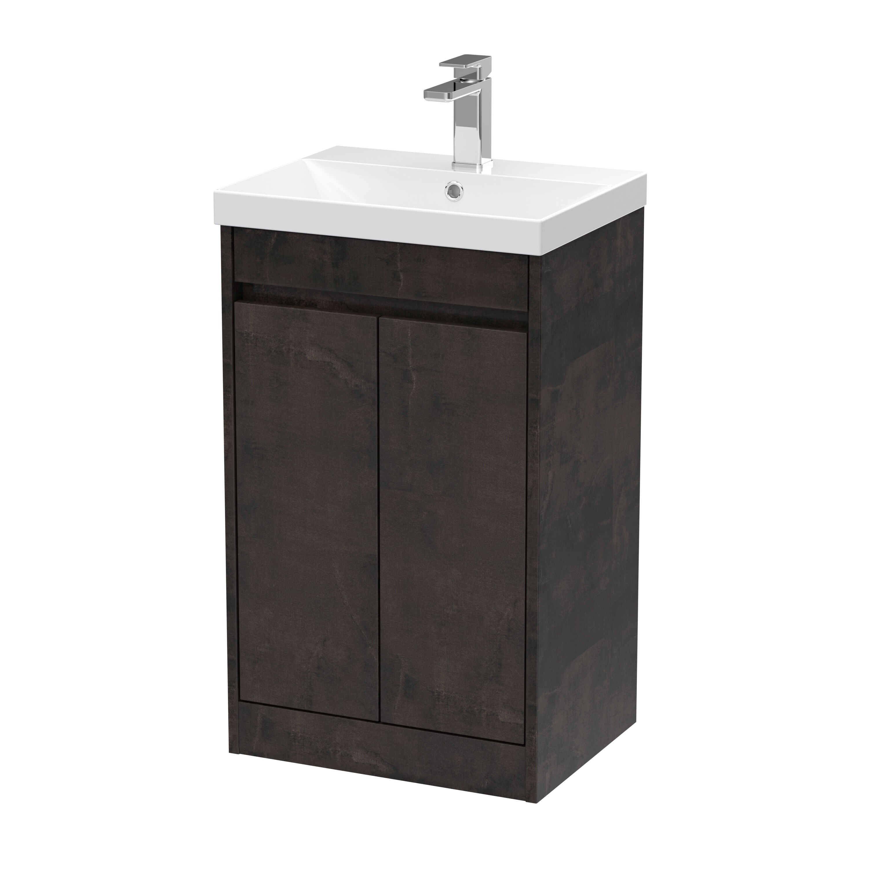 nuie Havana 500mm metallic Slate 2 Door Floor Standing Vanity Unit With Thin-Edge Basin