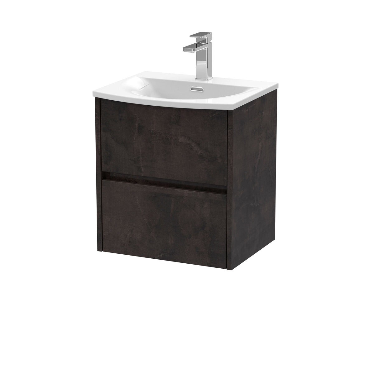 Nuie Havana 500mm 2 Drawer Wall Hung Vanity Unit With U-Shaped Curved Basin