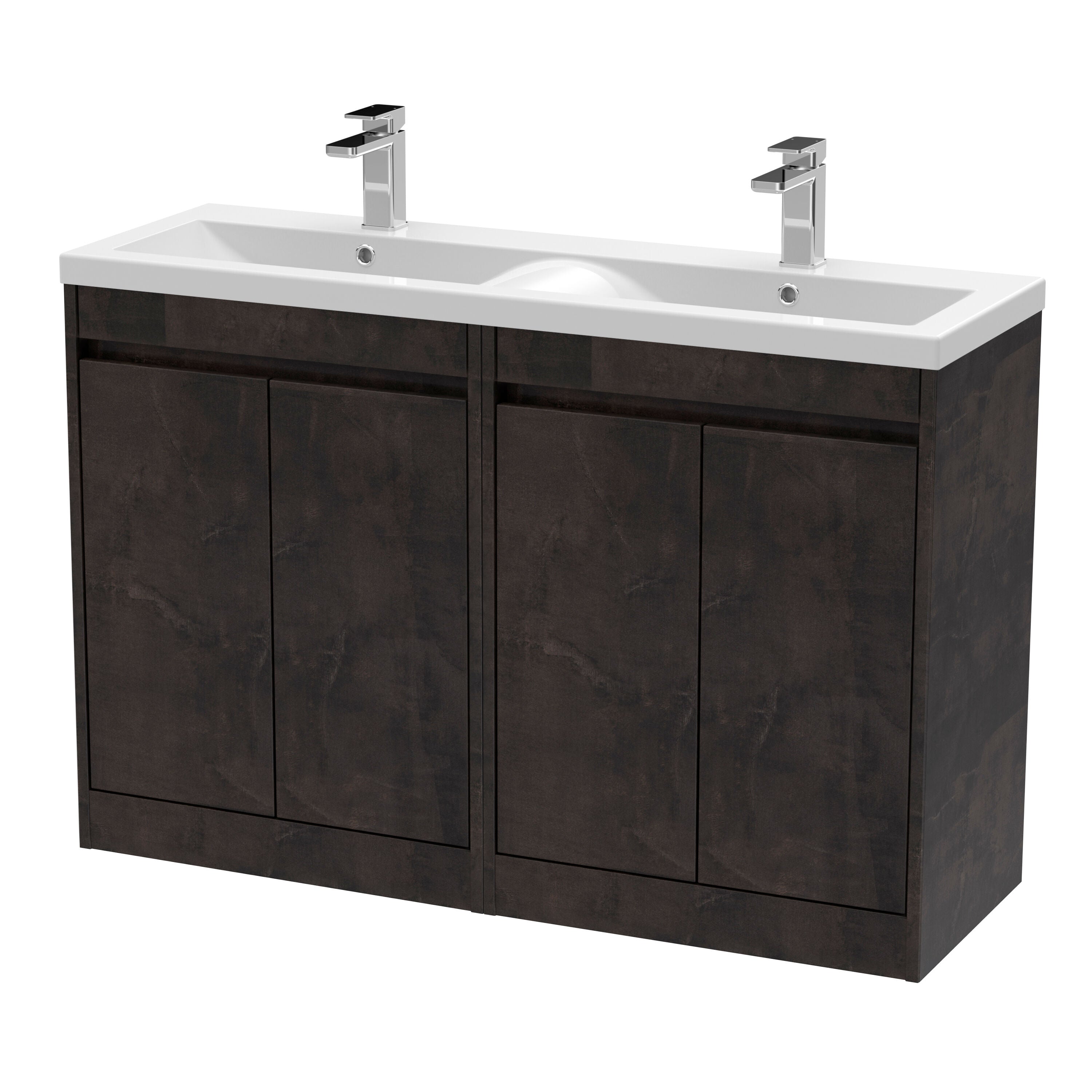 nuie Havana 1200mm metallic Slate 4 Door Floor Standing Vanity Unit With Polymarble Basin