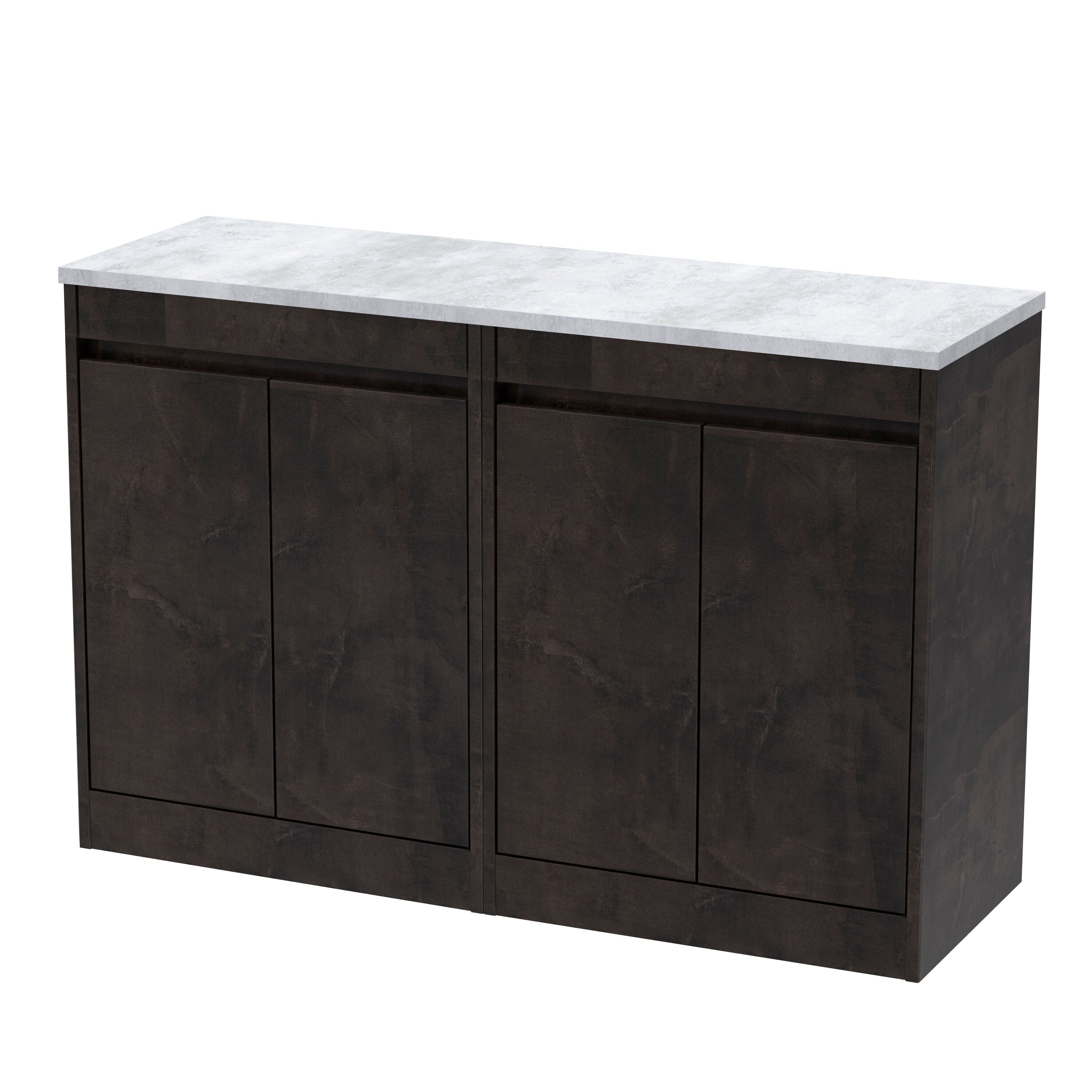 nuie Havana 1200mm metallic Slate 4 Door Floor Standing Vanity Unit With Bellato Grey Worktop