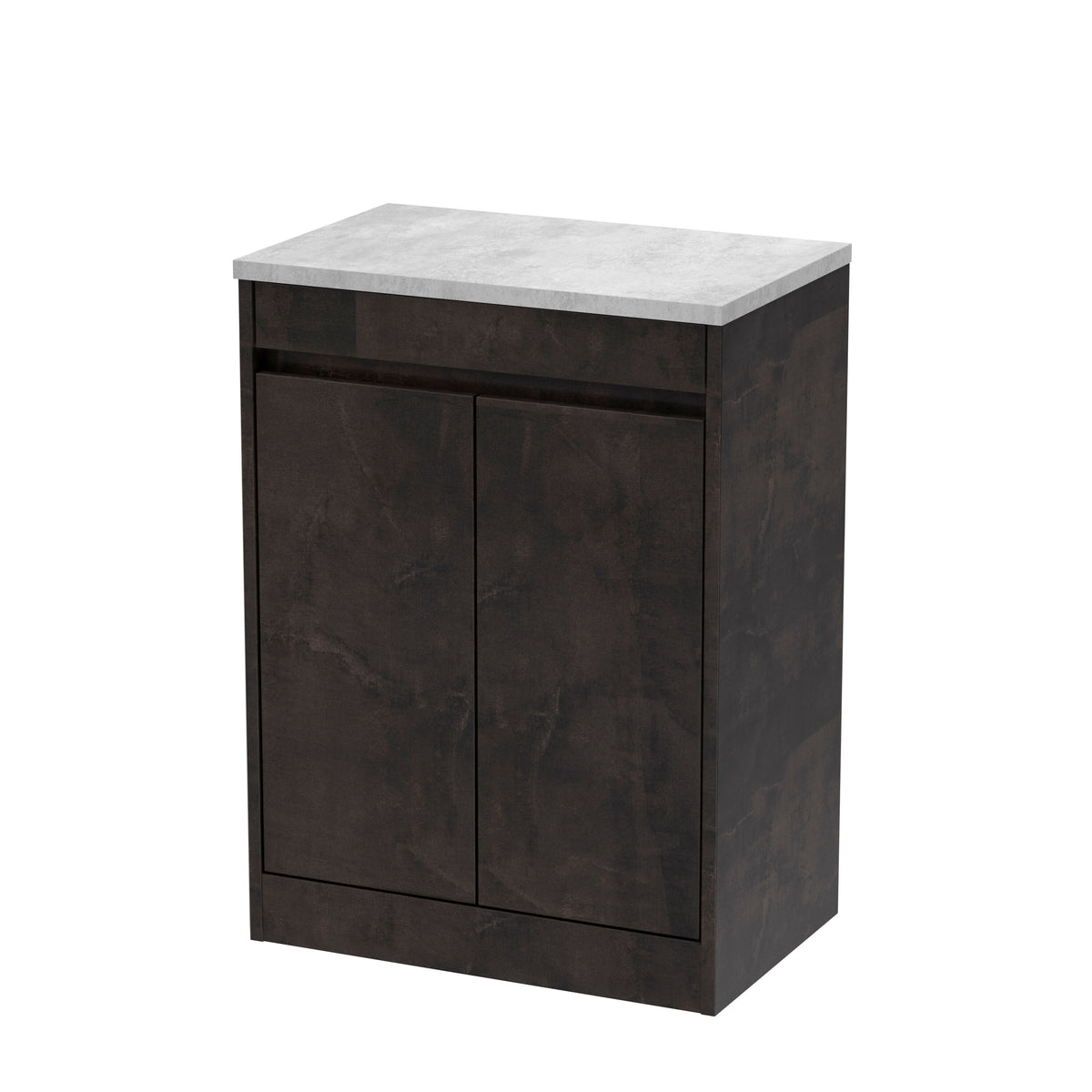 Nuie Havana 600mm 2 Door Floor Standing Vanity Unit With Bellato Grey Worktop