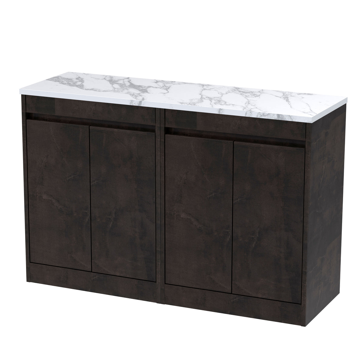 Nuie Havana 1200mm 4 Door Floor Standing Vanity Unit With Carrera Marble Worktop