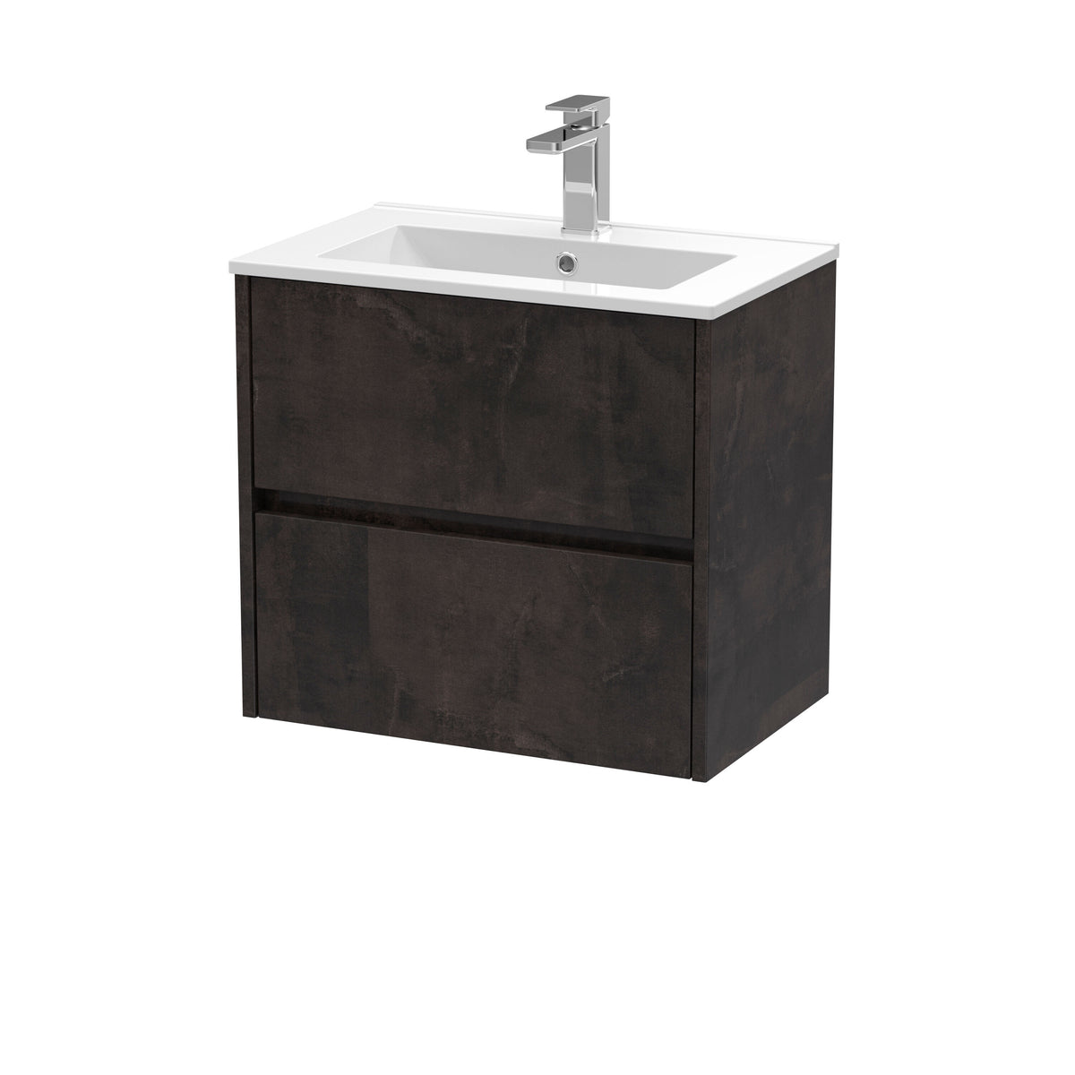Nuie Havana 600mm 2 Drawer Wall Hung Vanity Unit With Minimalist Basin