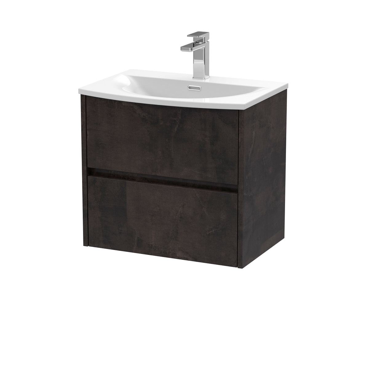 Nuie Havana 600mm 2 Drawer Wall Hung Vanity Unit With U-Shaped Curved Basin