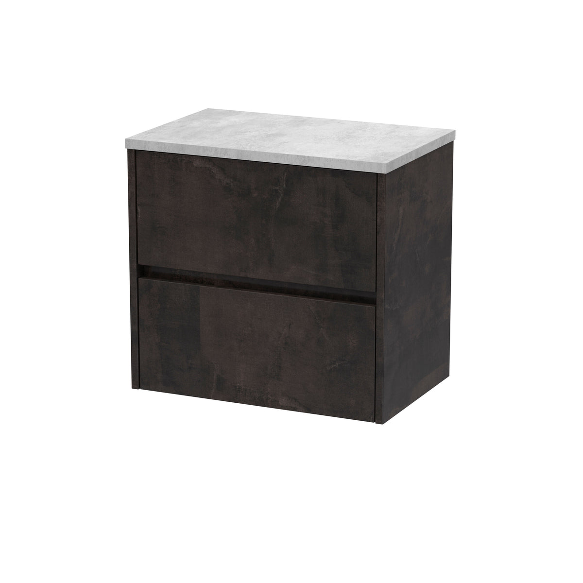 Nuie Havana 600mm 2 Drawer Wall Hung Vanity Unit With Bellato Grey Worktop