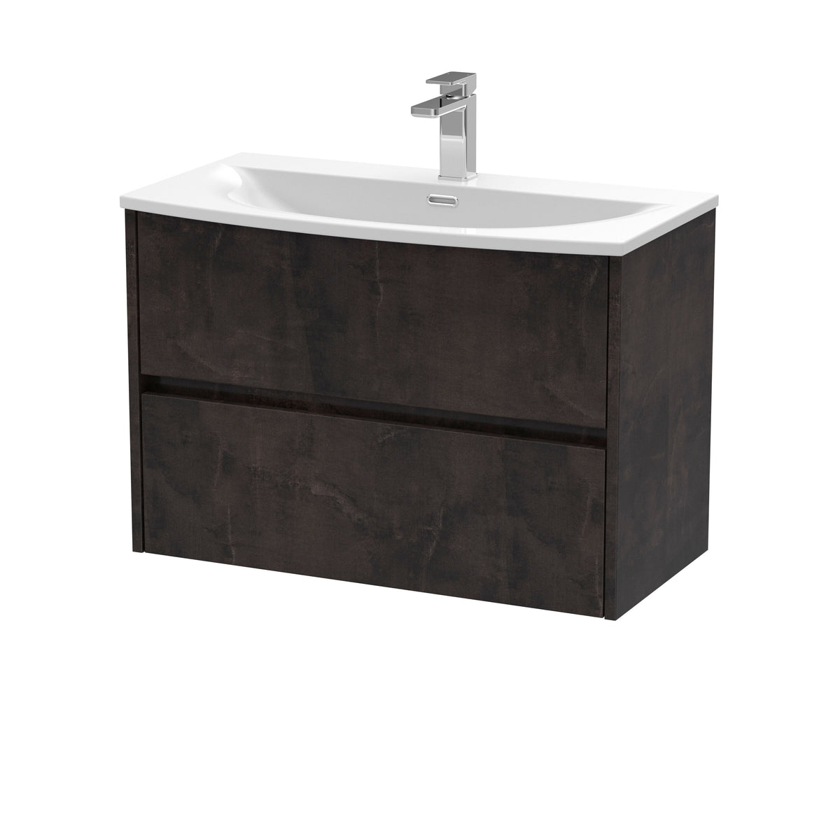 Nuie Havana 800mm 2 Drawer Wall Hung Vanity Unit With U-Shaped Curved Basin