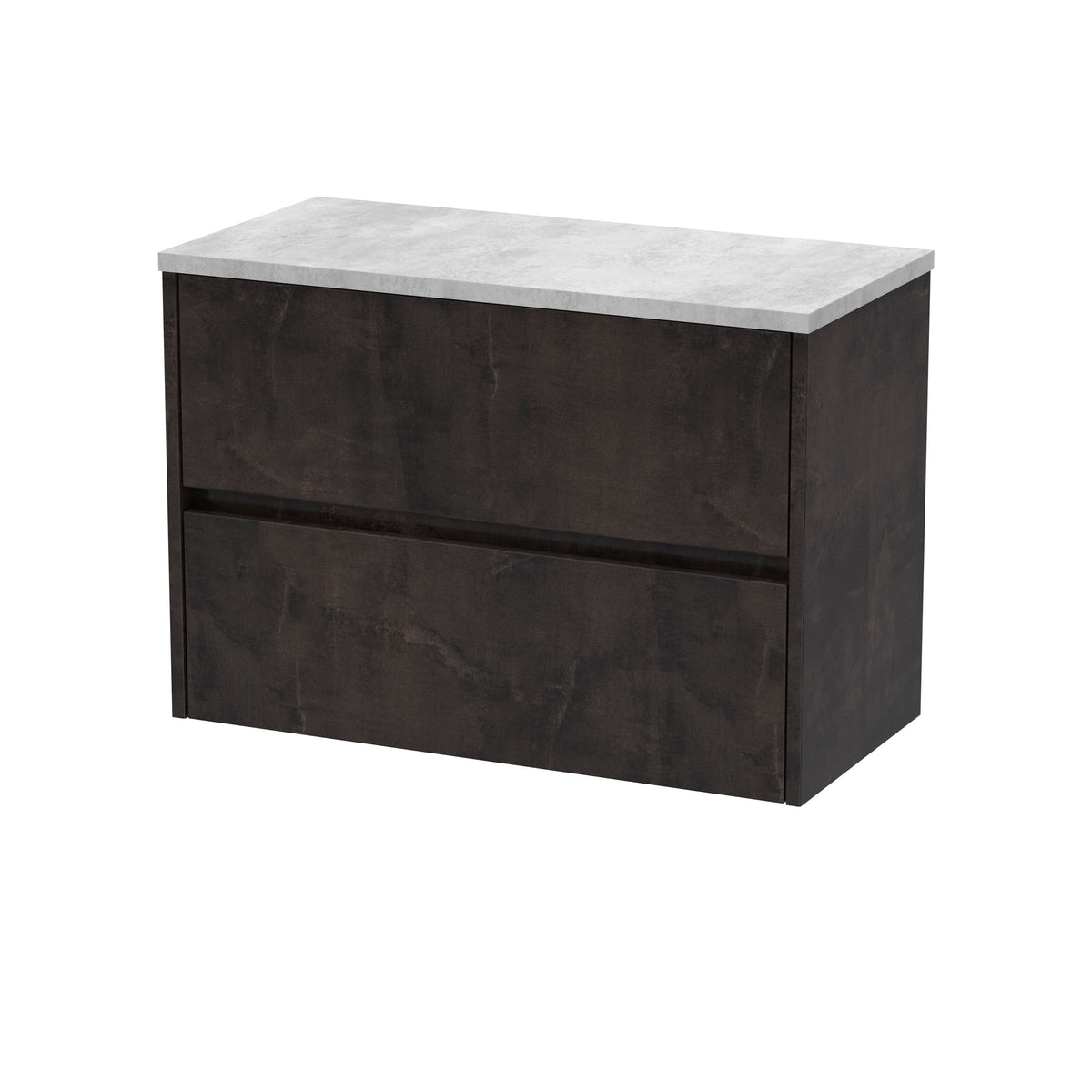 Nuie Havana 800mm 2 Drawer Wall Hung Vanity Unit With Bellato Grey Worktop