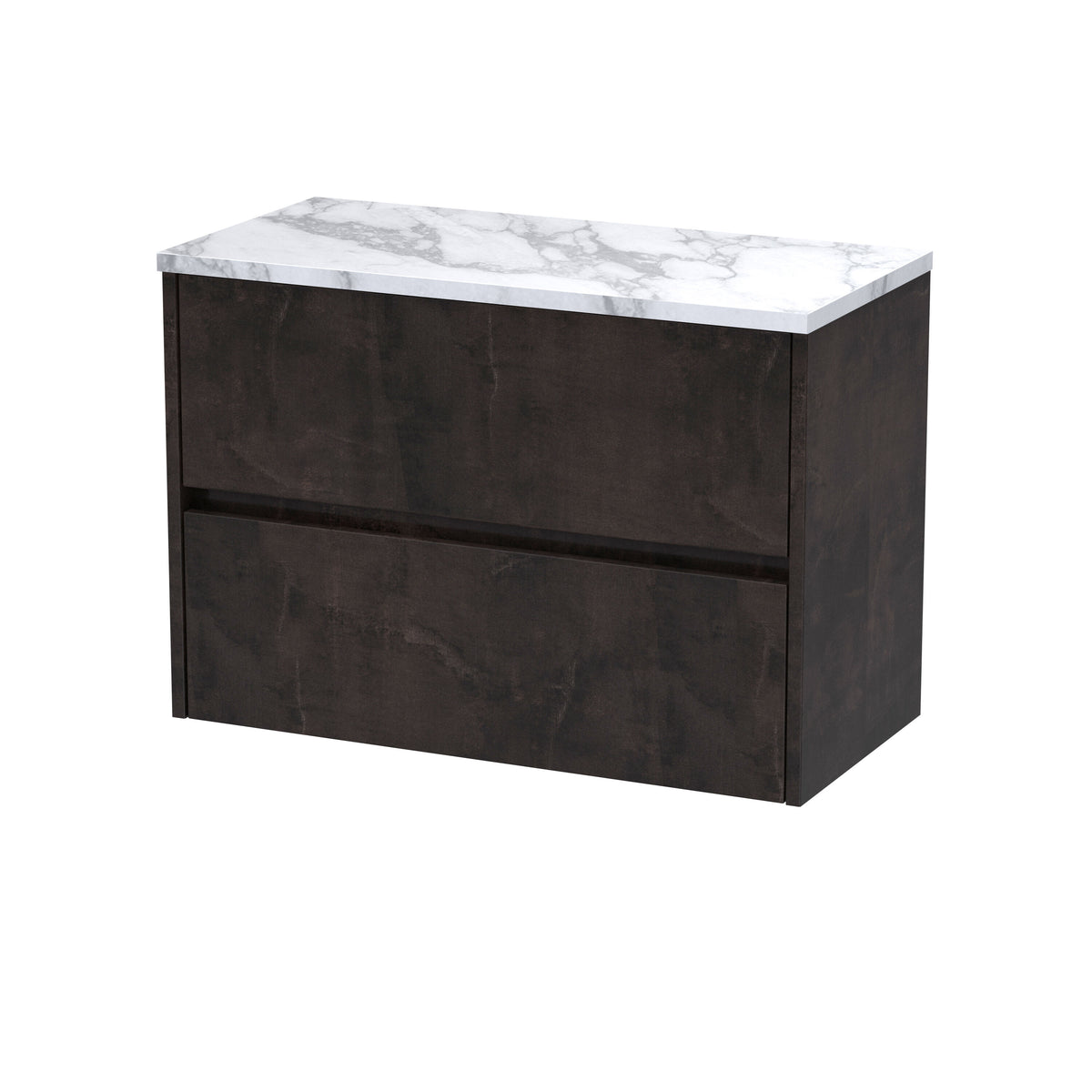 Nuie Havana 800mm 2 Drawer Wall Hung Vanity Unit With Carrara Laminate Worktop