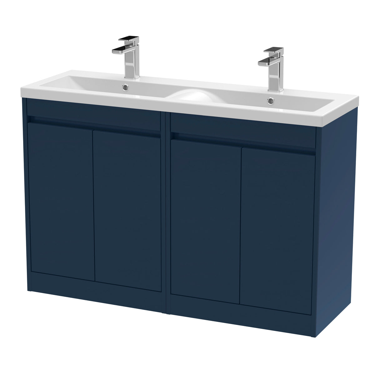 Nuie Havana 1200mm 4 Door Floor Standing Vanity Unit With Polymarble Basin