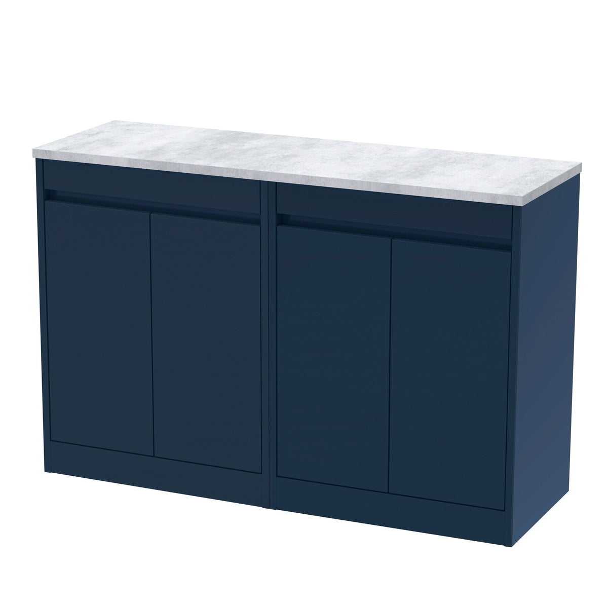 Nuie Havana 1200mm 4 Door Floor Standing Vanity Unit With Bellato Grey Worktop