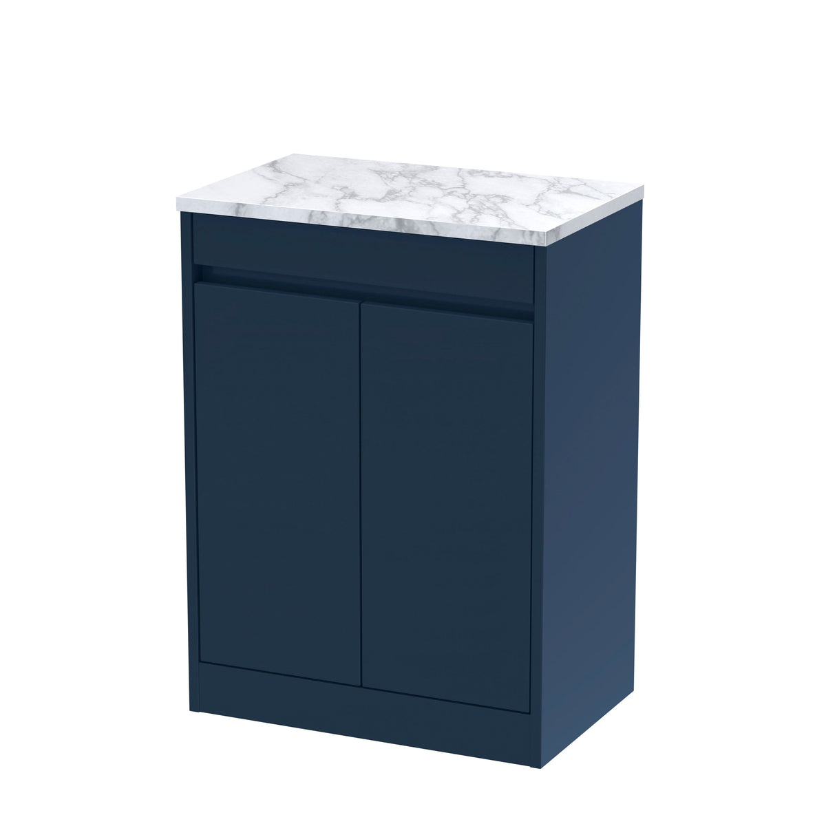 Nuie Havana 600mm 2 Door Floor Standing Vanity Unit With Carrera Marble Worktop