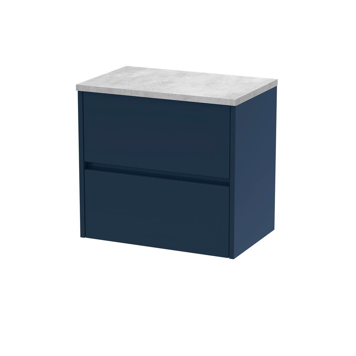 Nuie Havana 600mm 2 Drawer Wall Hung Vanity Unit With Bellato Grey Worktop