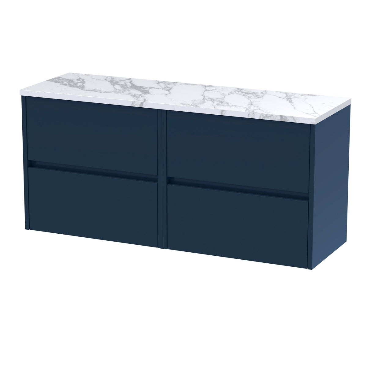 Nuie Havana 1200mm Wall Hung 4 Drawer With Carrara Laminate Worktop