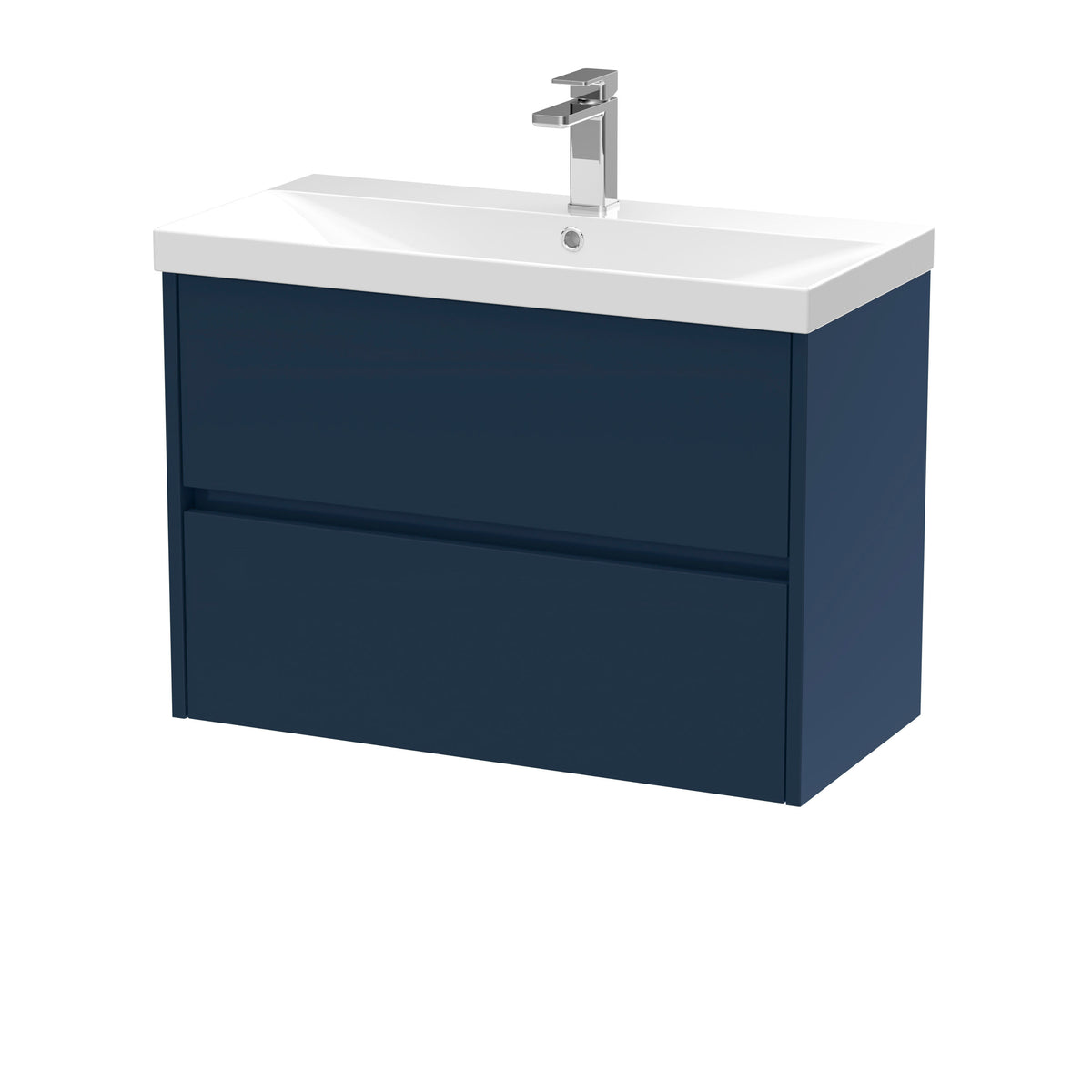 Nuie Havana 800mm 2 Drawer Wall Hung Vanity Unit With Thin Edge Basin