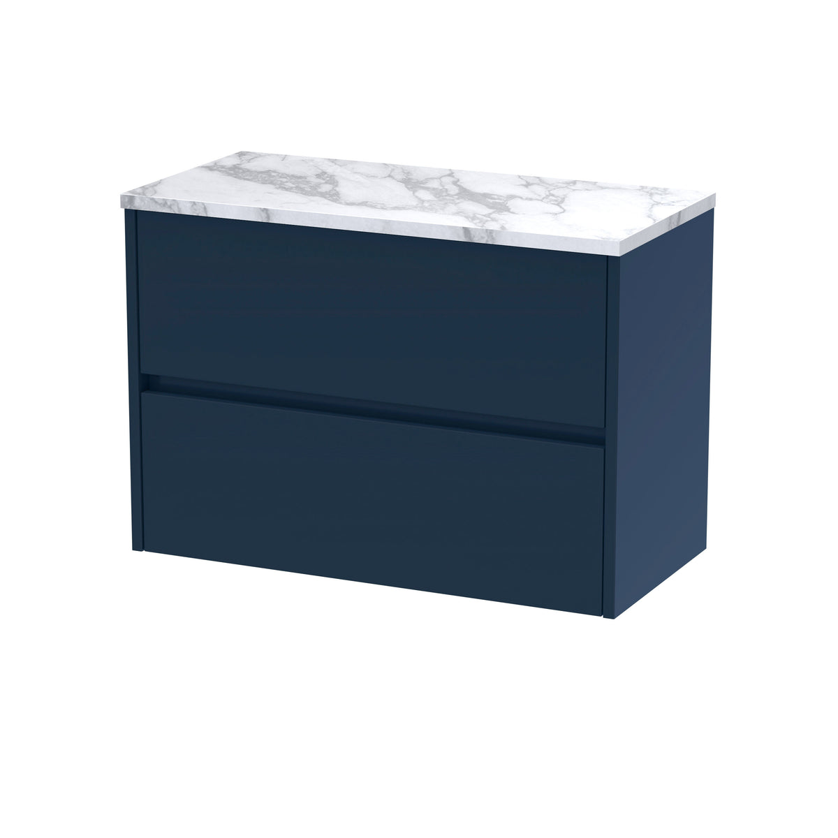 Nuie Havana 800mm 2 Drawer Wall Hung Vanity Unit With Carrara Laminate Worktop