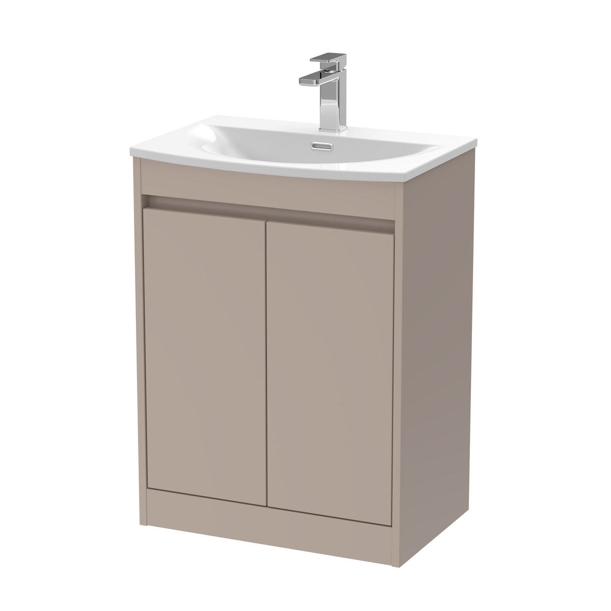 Nuie Havana 600mm 2 Door Floor Standing Vanity Unit With Curved Basin