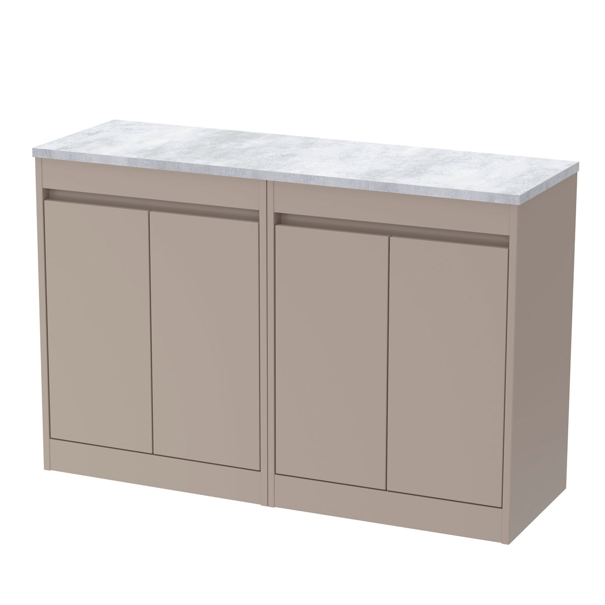 Nuie Havana 1200mm 4 Door Floor Standing Vanity Unit With Bellato Grey Worktop