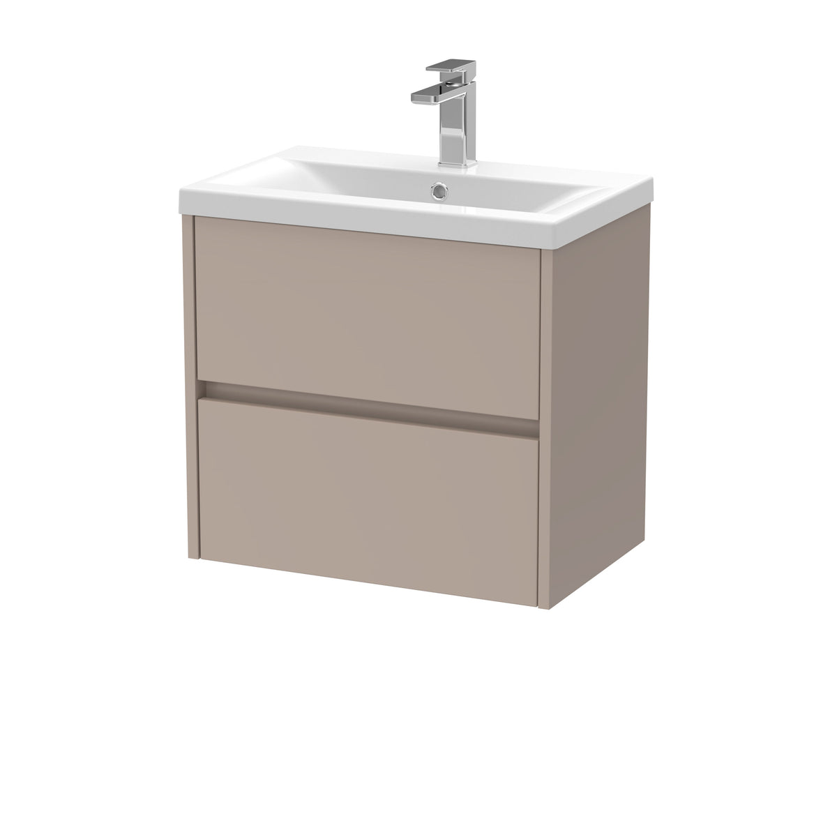 Nuie Havana 600mm 2 Drawer Wall Hung Vanity Unit With Mid-Edge Basin