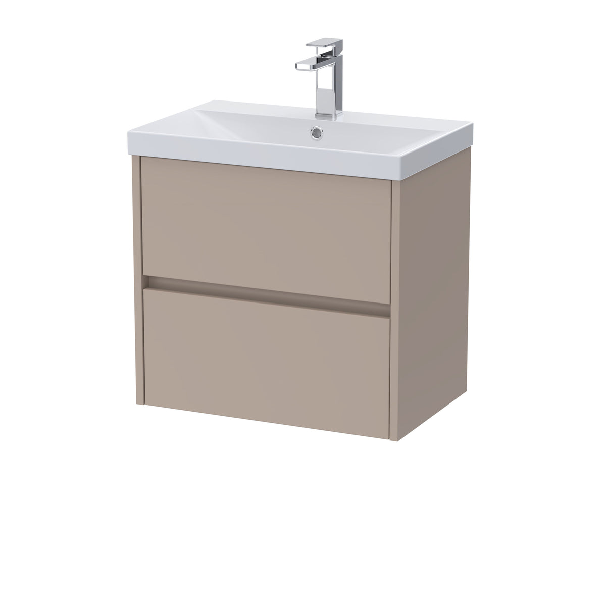 Nuie Havana 600mm 2 Drawer Wall Hung Vanity Unit With Thin Edge Basin