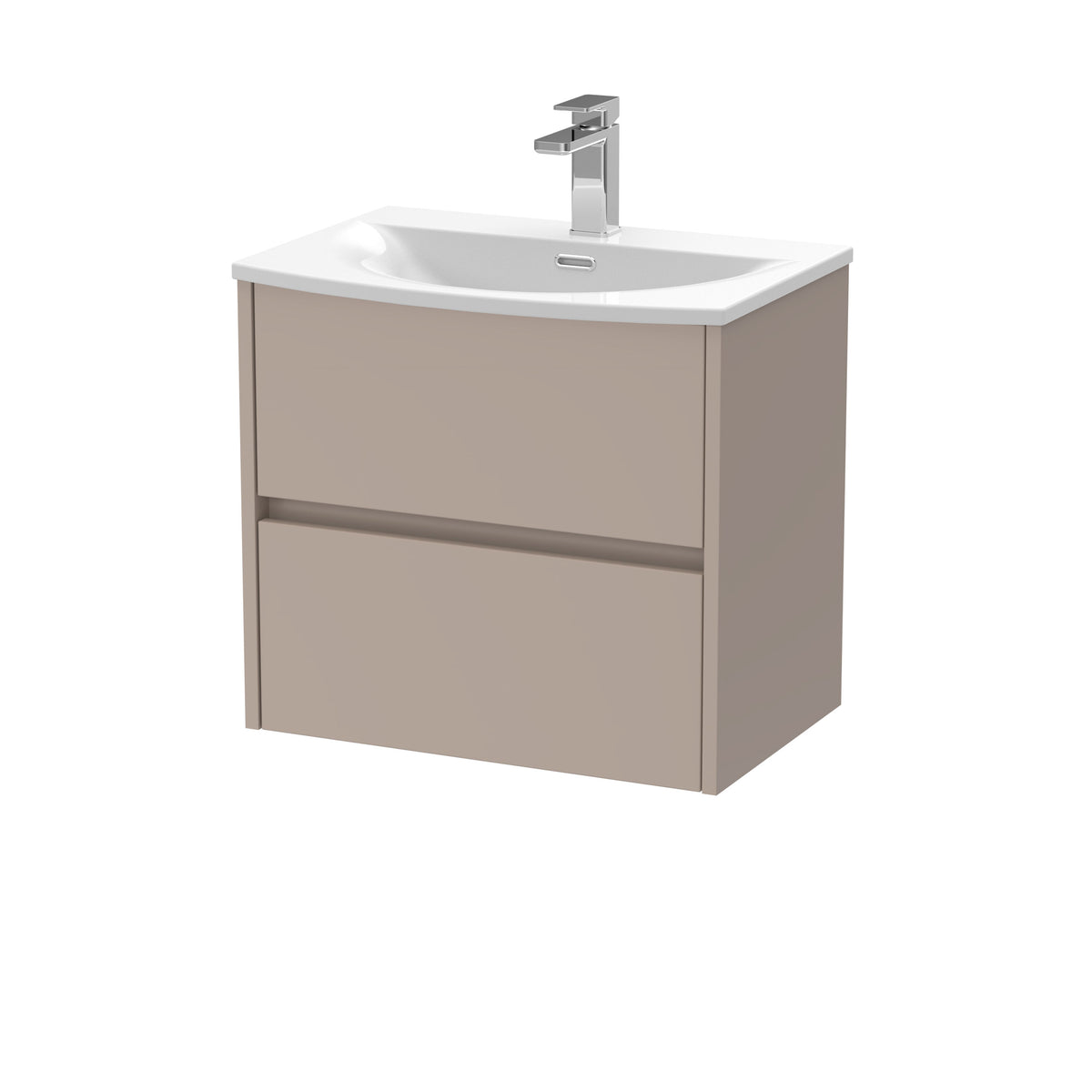 Nuie Havana 600mm 2 Drawer Wall Hung Vanity Unit With U-Shaped Curved Basin