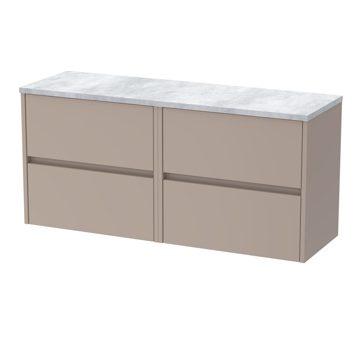 Nuie Havana 1200mm 4 Drawer Wall Hung Vanity Unit With Bellato Grey Worktop