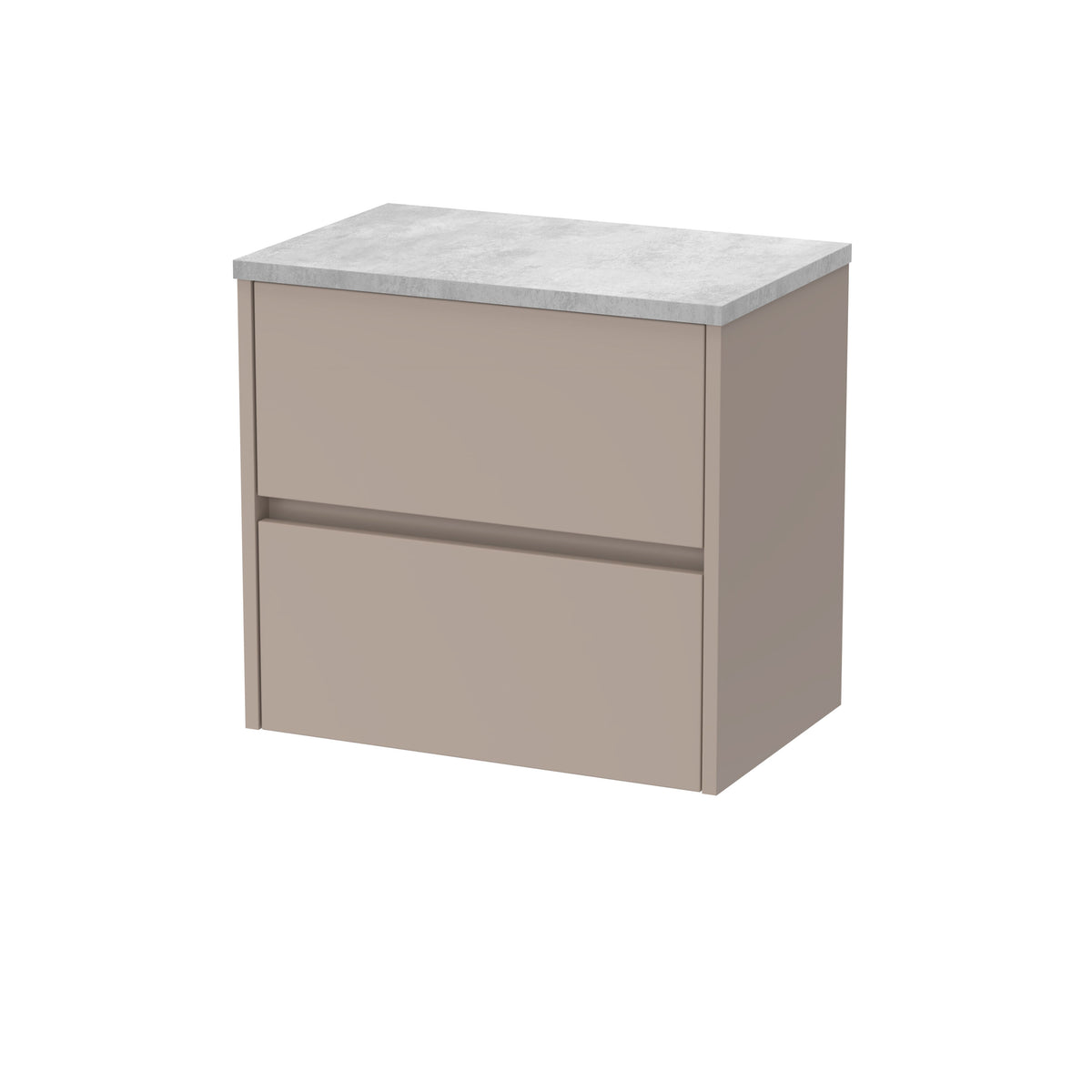 Nuie Havana 600mm 2 Drawer Wall Hung Vanity Unit With Bellato Grey Worktop
