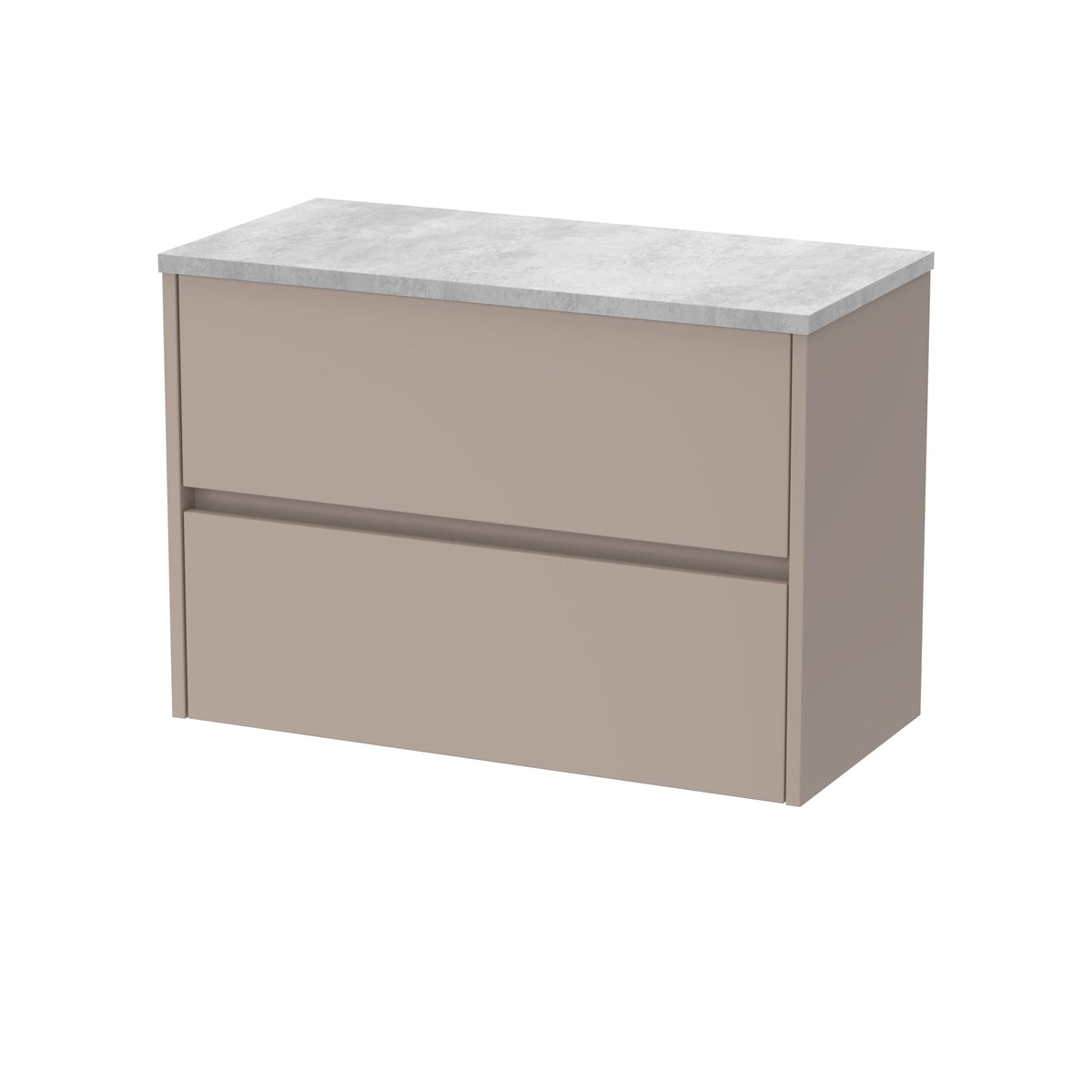 Nuie Havana 800mm 2 Drawer Wall Hung Vanity Unit With Bellato Grey Worktop
