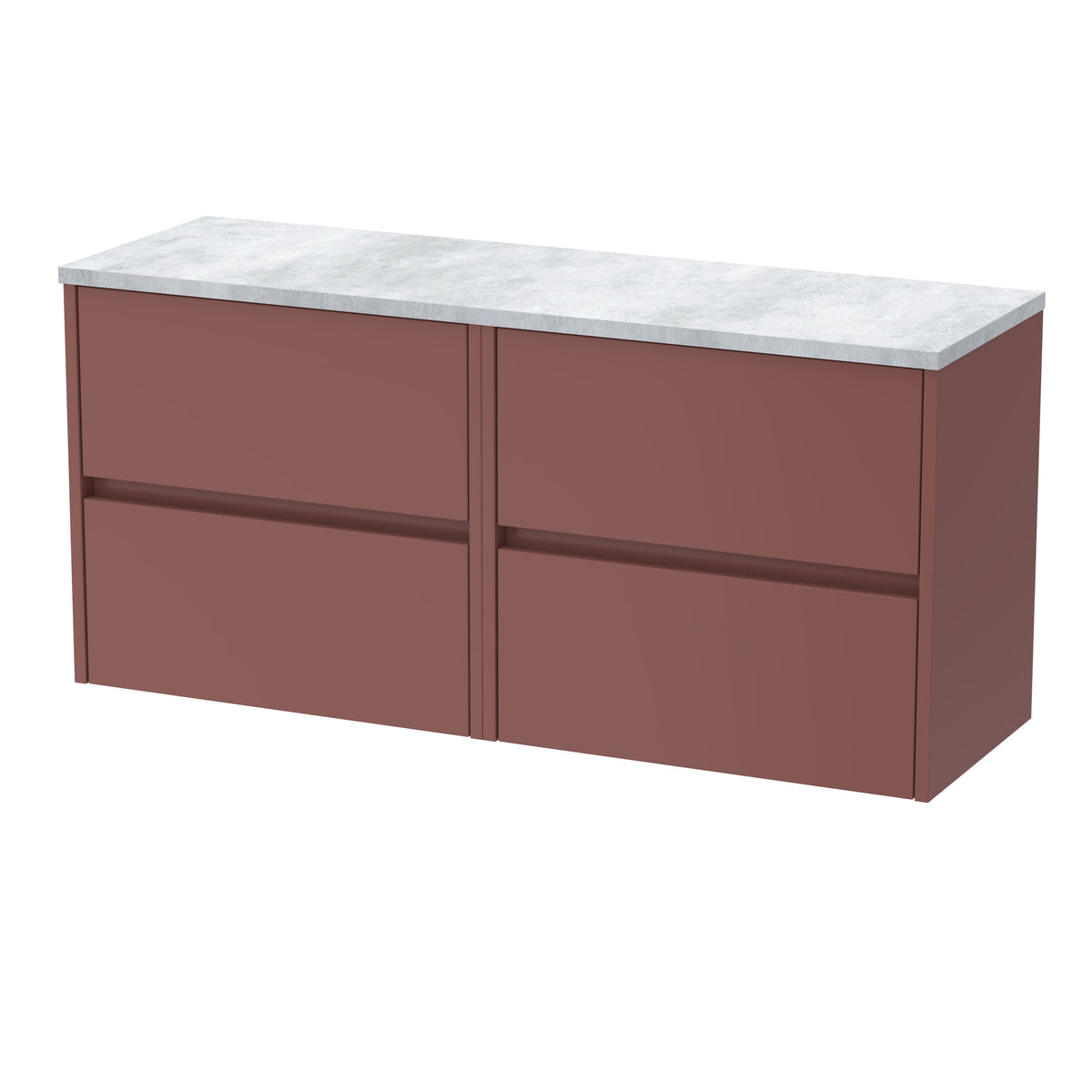 Nuie Havana 1200mm 4 Drawer Wall Hung Vanity Unit With Bellato Grey Worktop