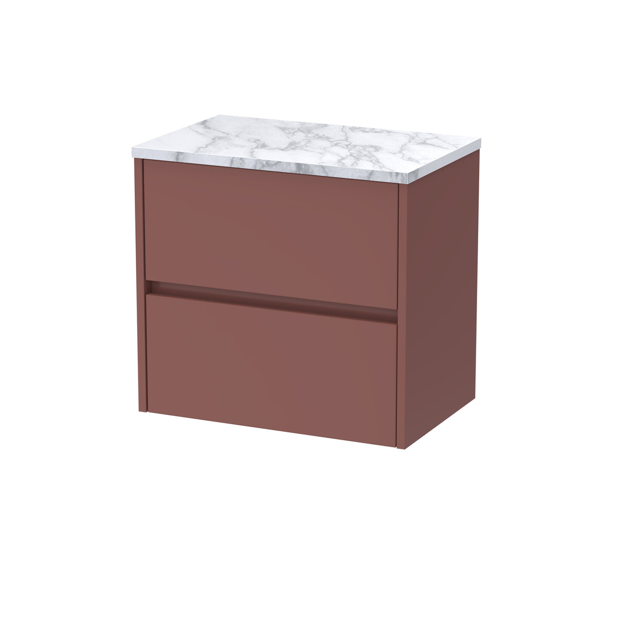 Nuie Havana 600mm 2 Drawer Wall Hung Vanity Unit With Carrara Laminate Worktop