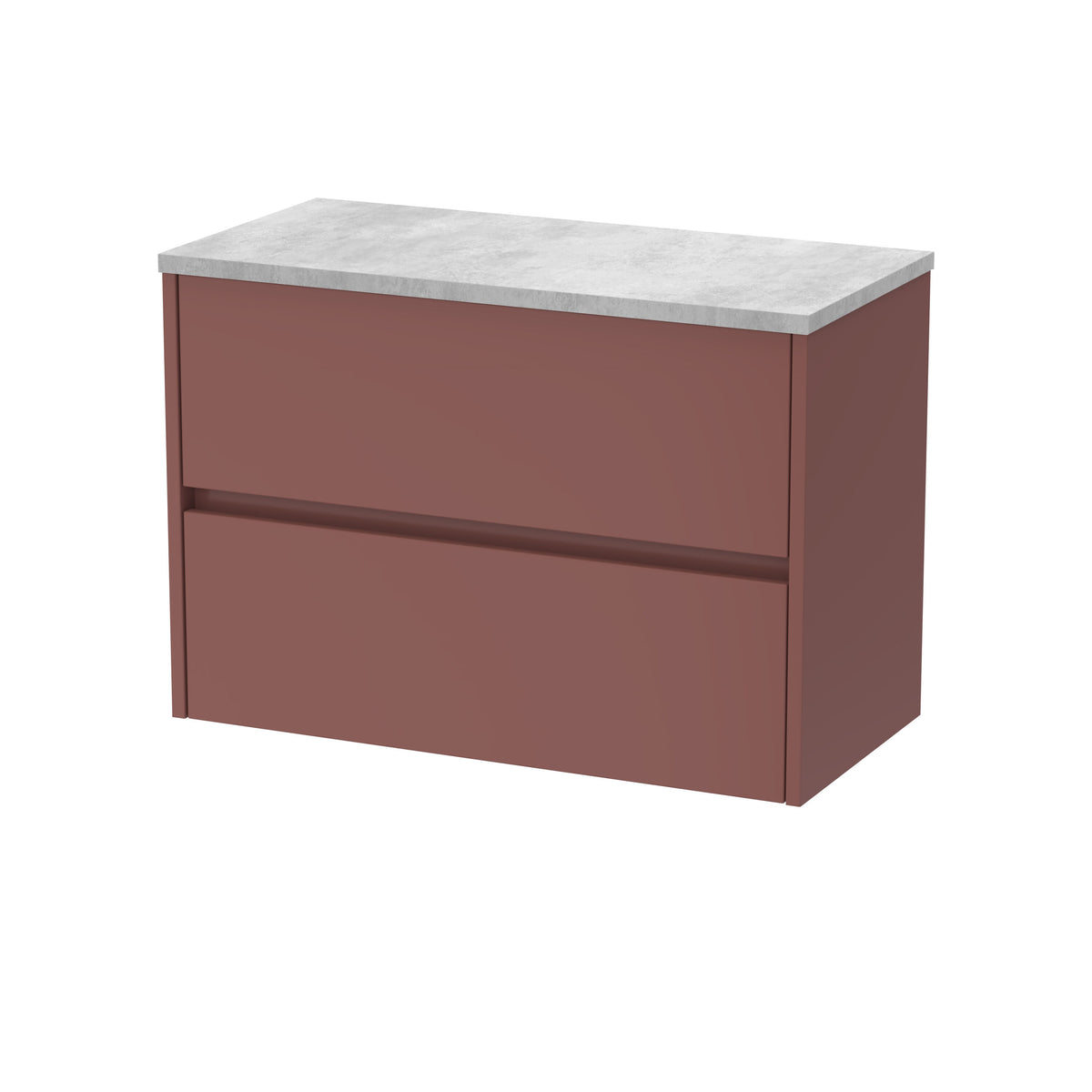Nuie Havana 800mm 2 Drawer Wall Hung Vanity Unit With Bellato Grey Worktop