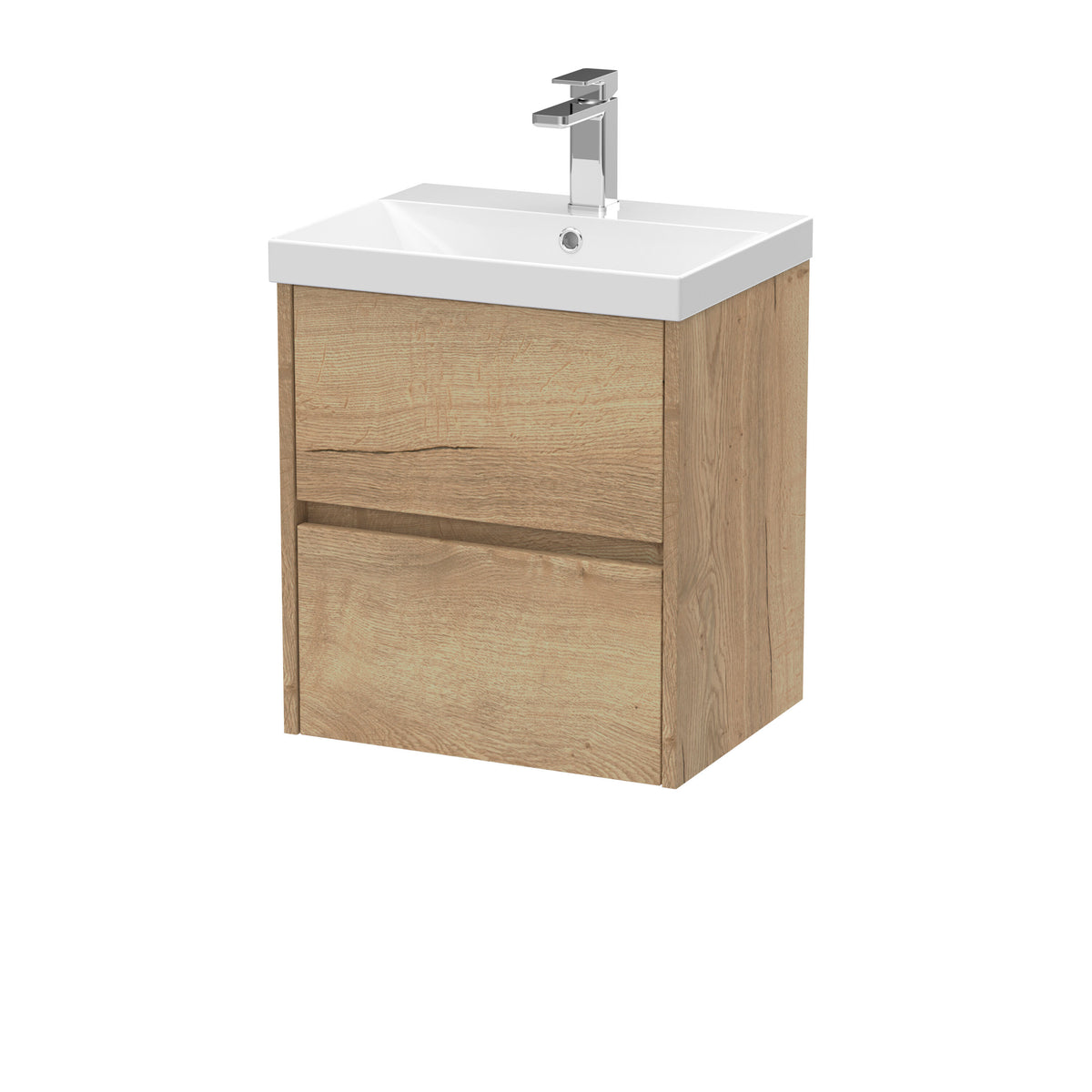 Nuie Havana 500mm 2 Drawer Wall Hung Vanity Unit With Thin Edge Basin