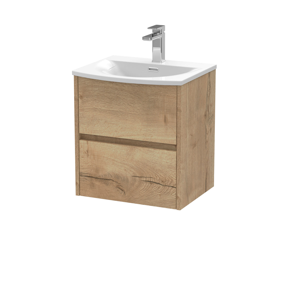 Nuie Havana 500mm 2 Drawer Wall Hung Vanity Unit With U-Shaped Curved Basin