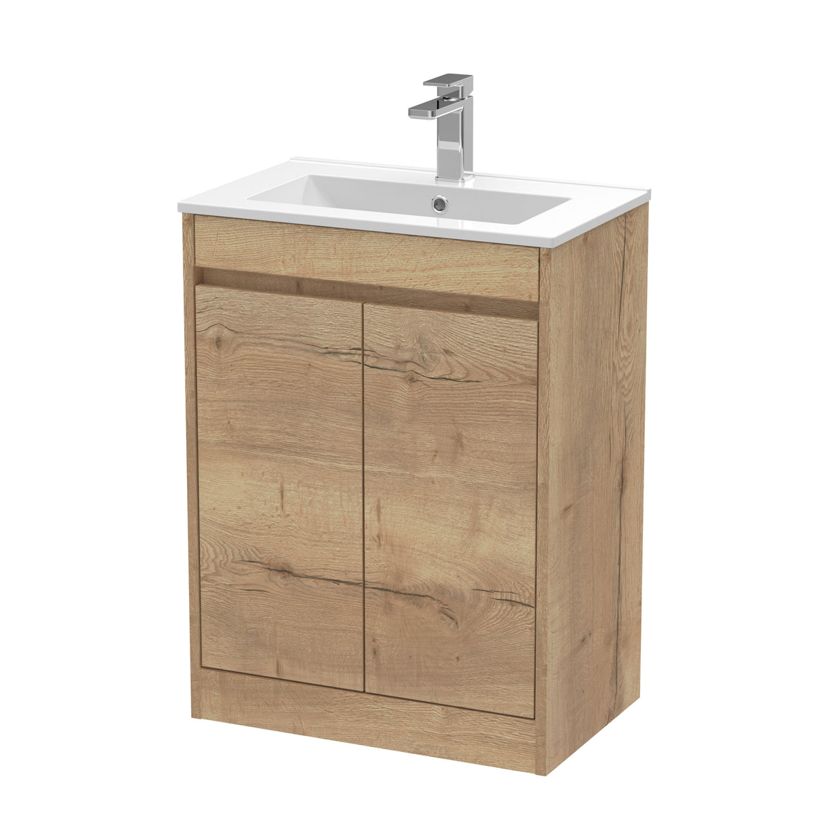 Nuie Havana 600mm 2 Door Floor Standing Vanity Unit With Minimilist Basin