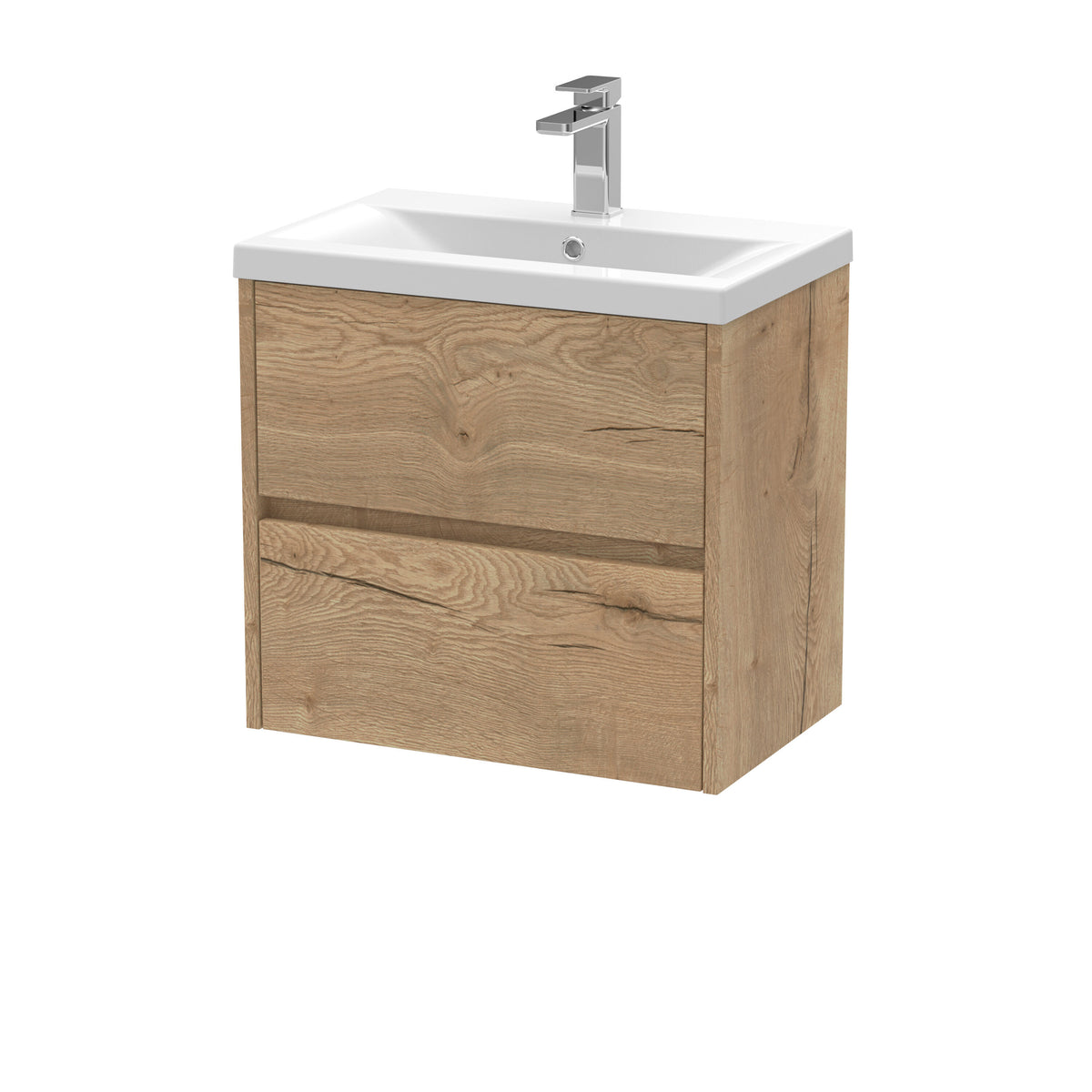 Nuie Havana 600mm 2 Drawer Wall Hung Vanity Unit With Mid-Edge Basin